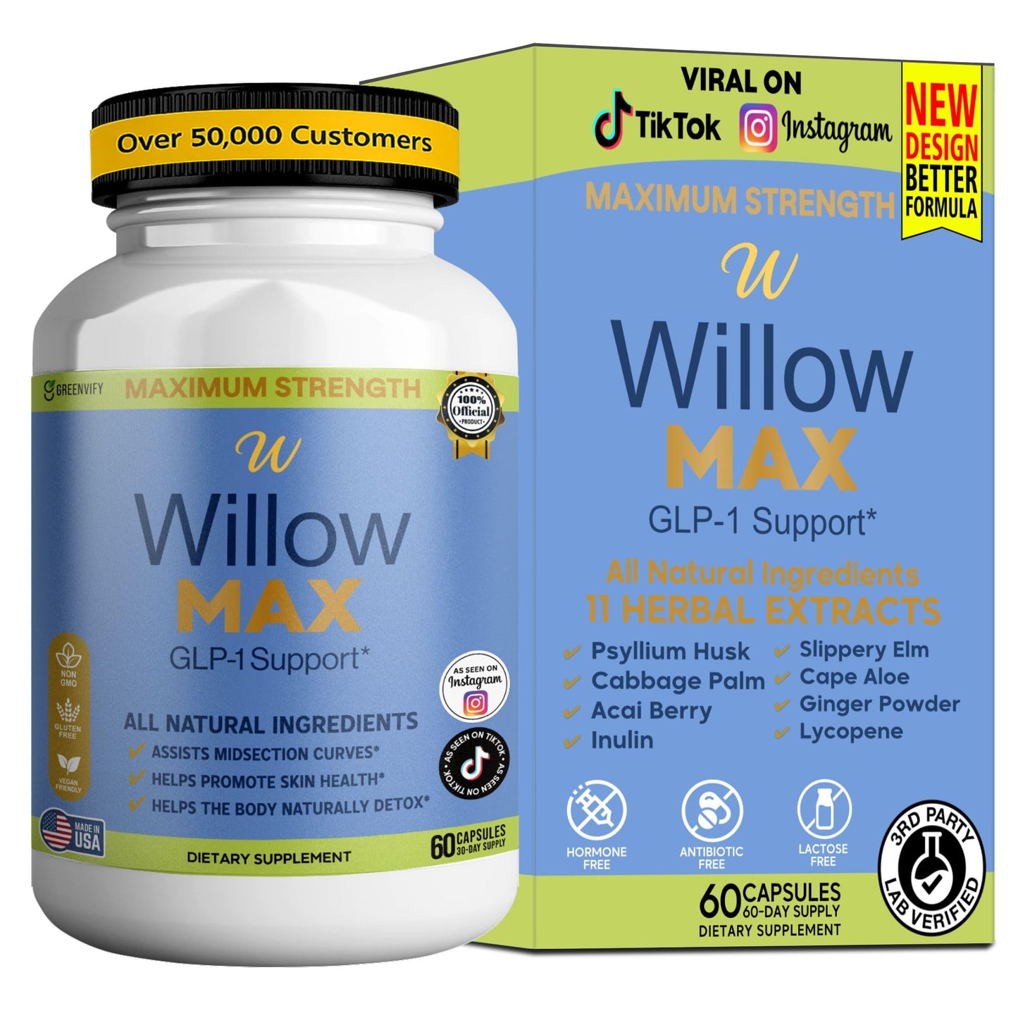 GREENVIFY Willow MAX GLP-1 Support Dietary Supplement Capsule, 60 Capsules