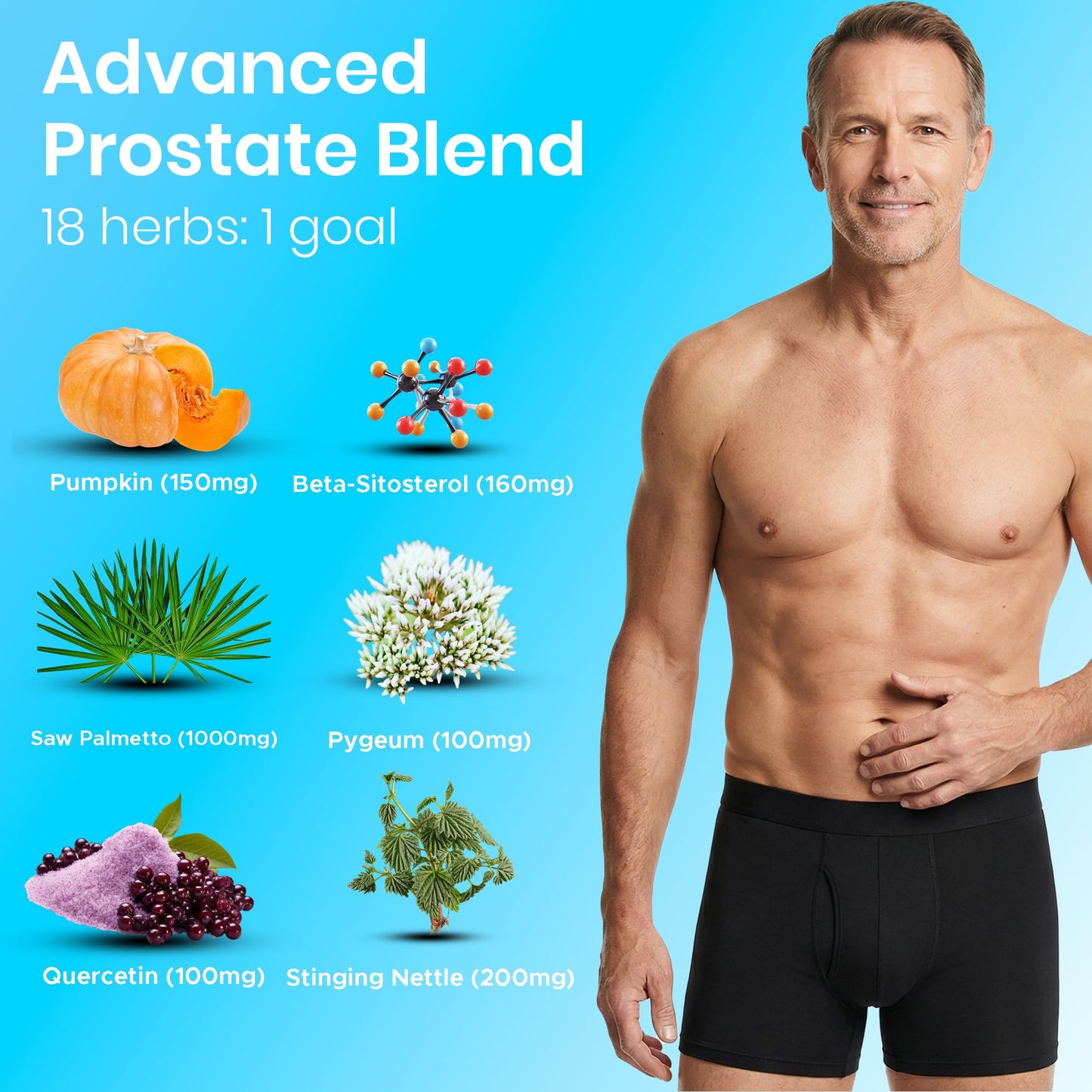 FIRSTORGANIC Men's Prostate Health & Urinary Comfort Support with Saw Palmetto, Stinging Nettle & Beta-Sitosterol, 120 Capsules