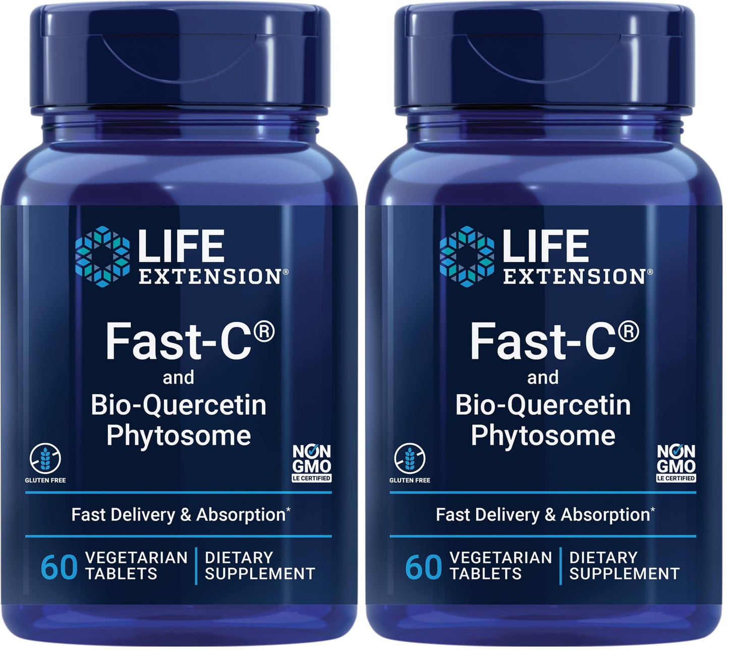 Life Extension Fast-C & Bio-Quercetin Phytosome Vitamin C Supplement, 120 Tablets