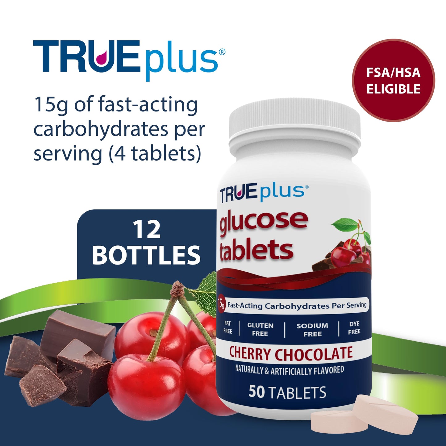 TRUEplus Glucose Tablets 12 Bottles