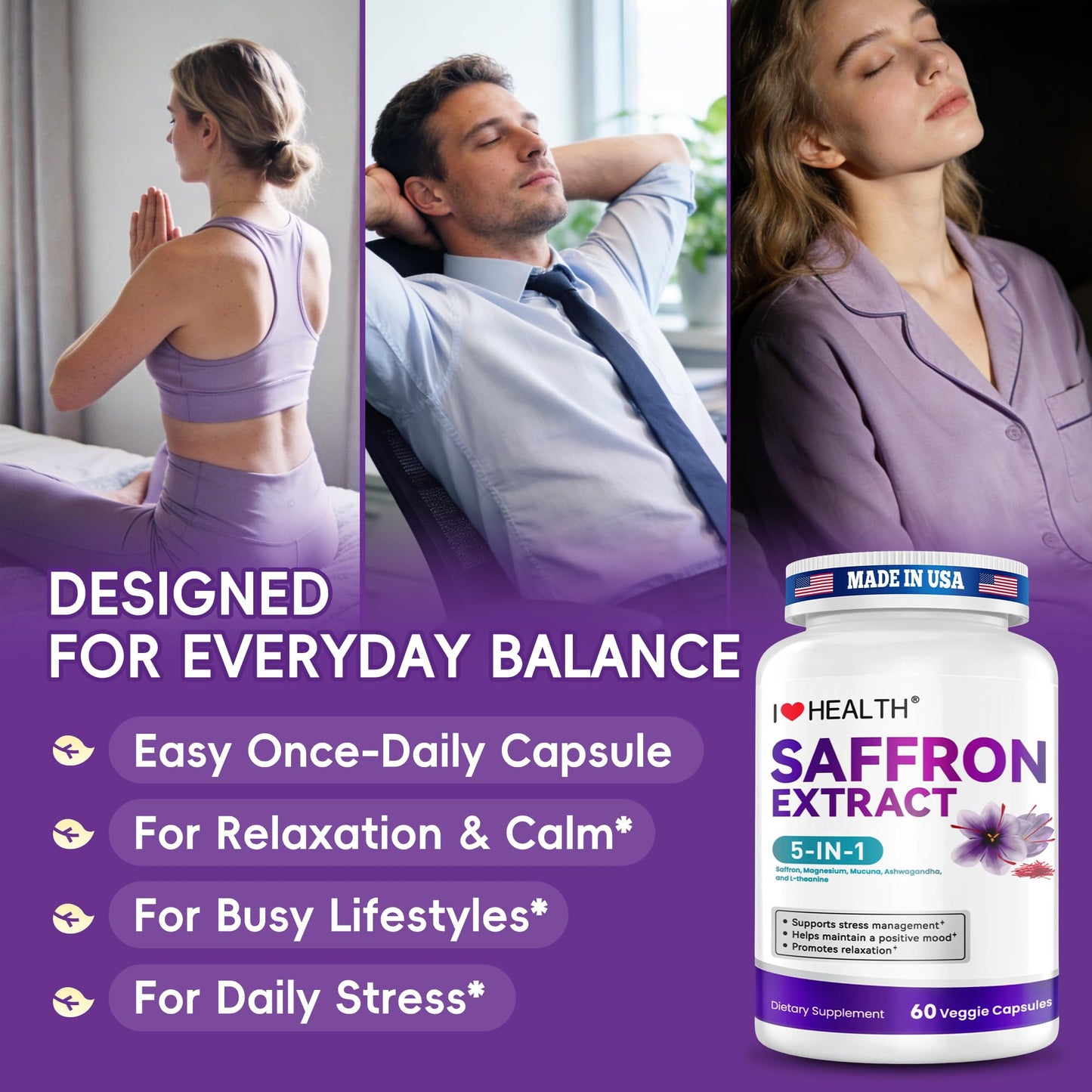 I LOVE HEALTH Saffron Supplement Capsule, 60 Capsules
