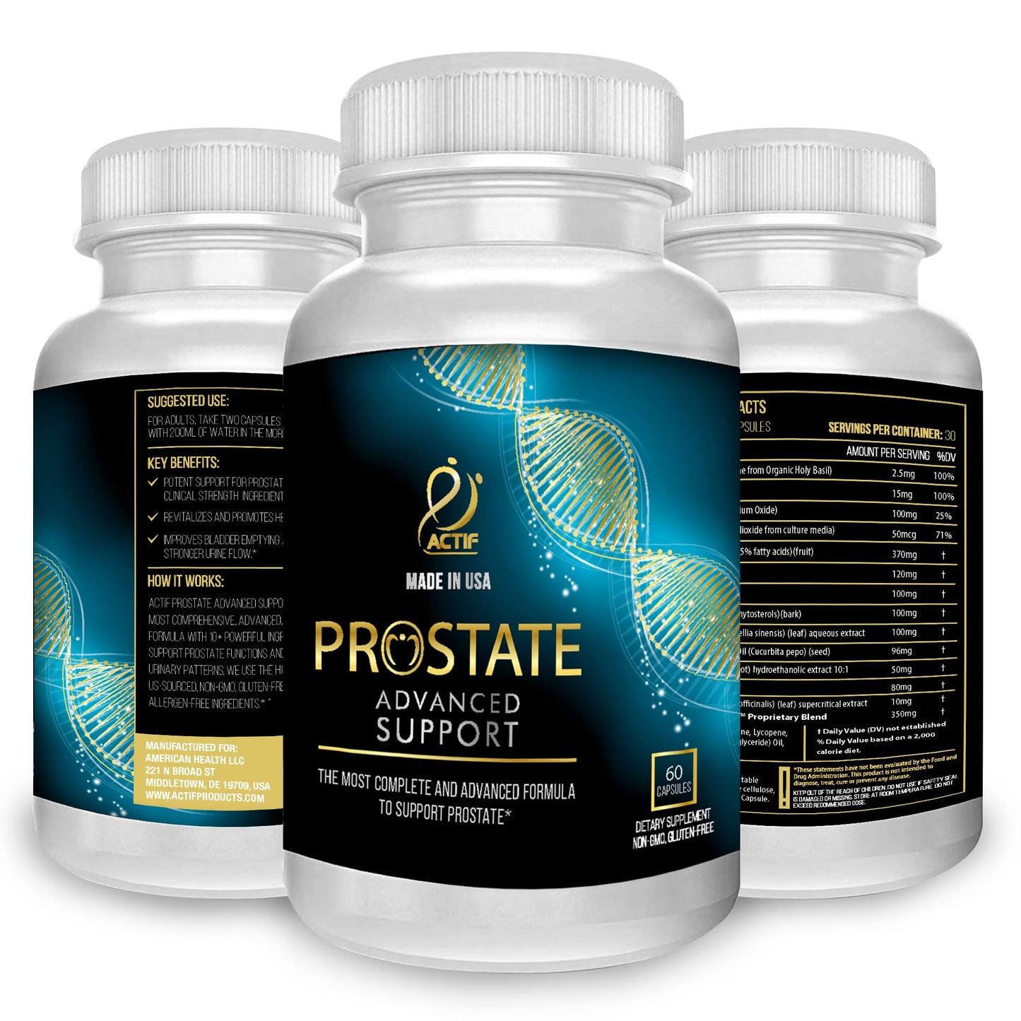 ACTIF Prostate Advanced Support with 20+ Factors, 60 Capsules
