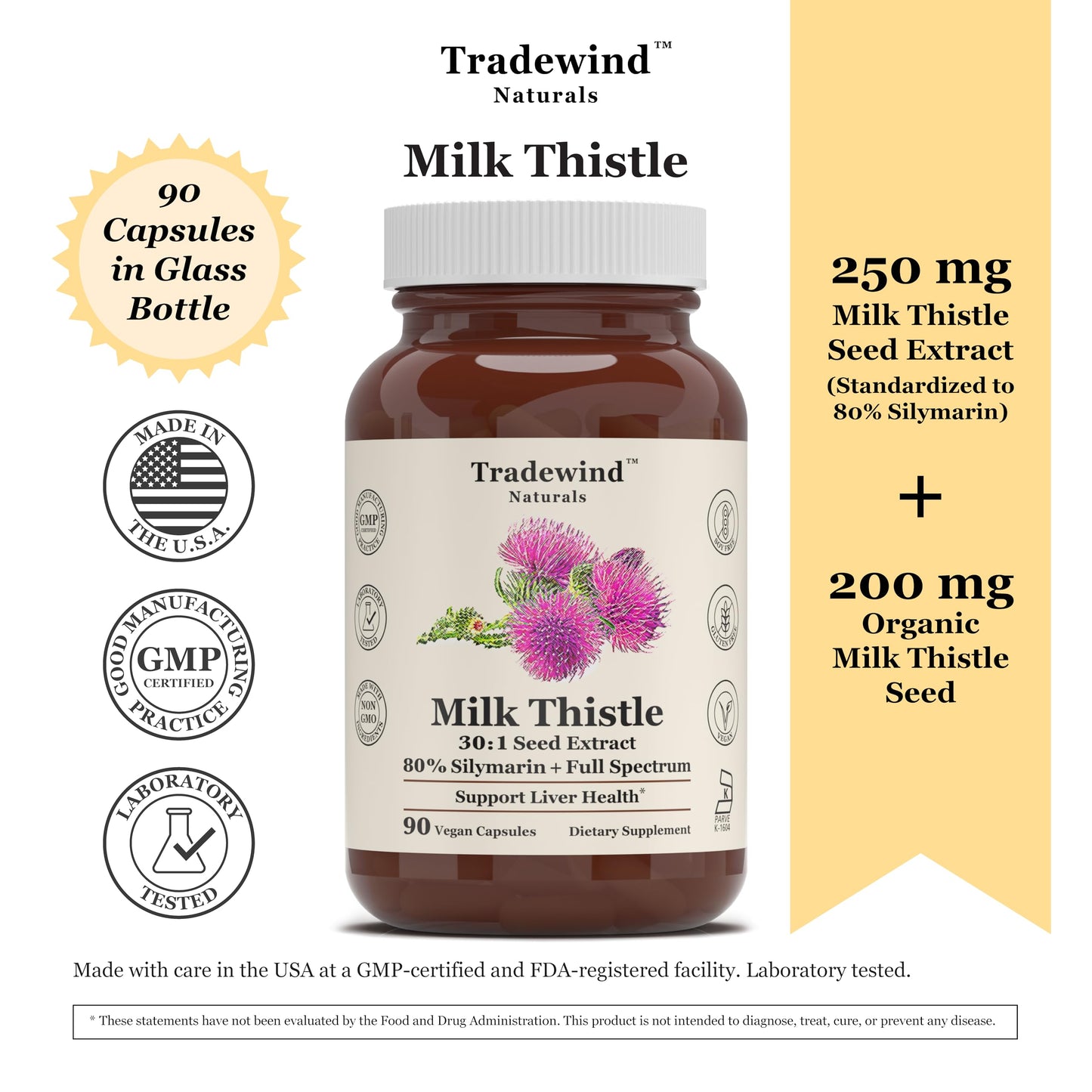 Tradewind Naturals Milk Thistle Supplement Capsule 90 Count
