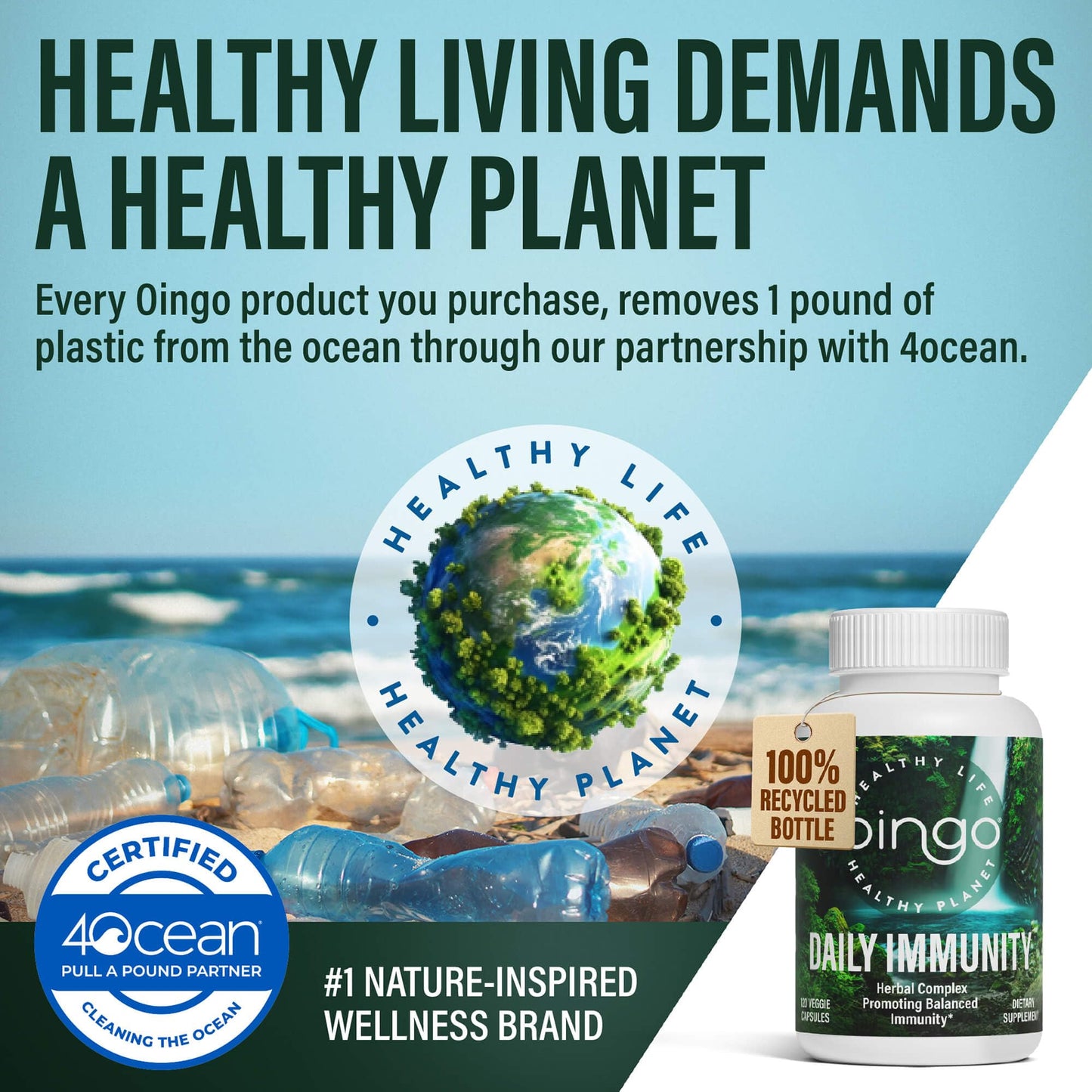 Oingo Daily Immunity Supplement Capsules 120
