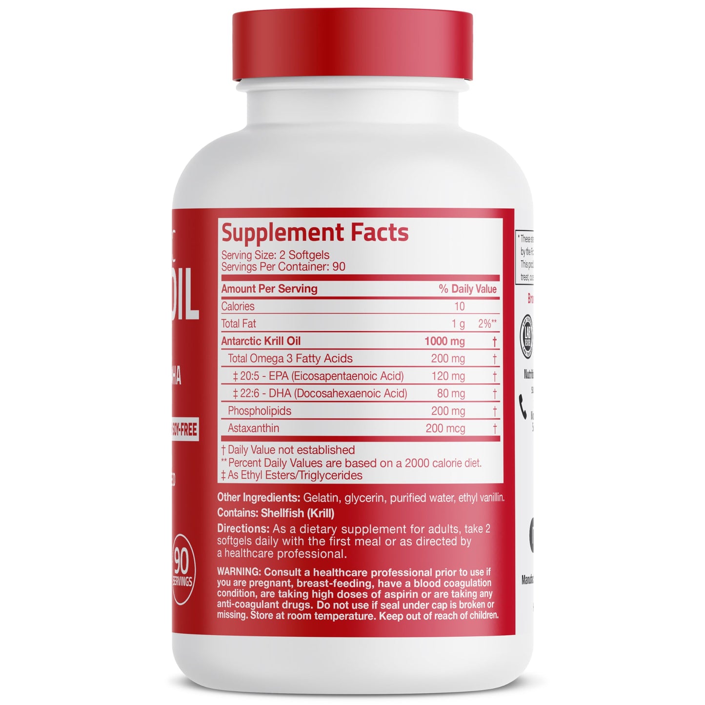 Bronson Antarctic Krill Oil 1000 mg with Omega-3s Softgels 180