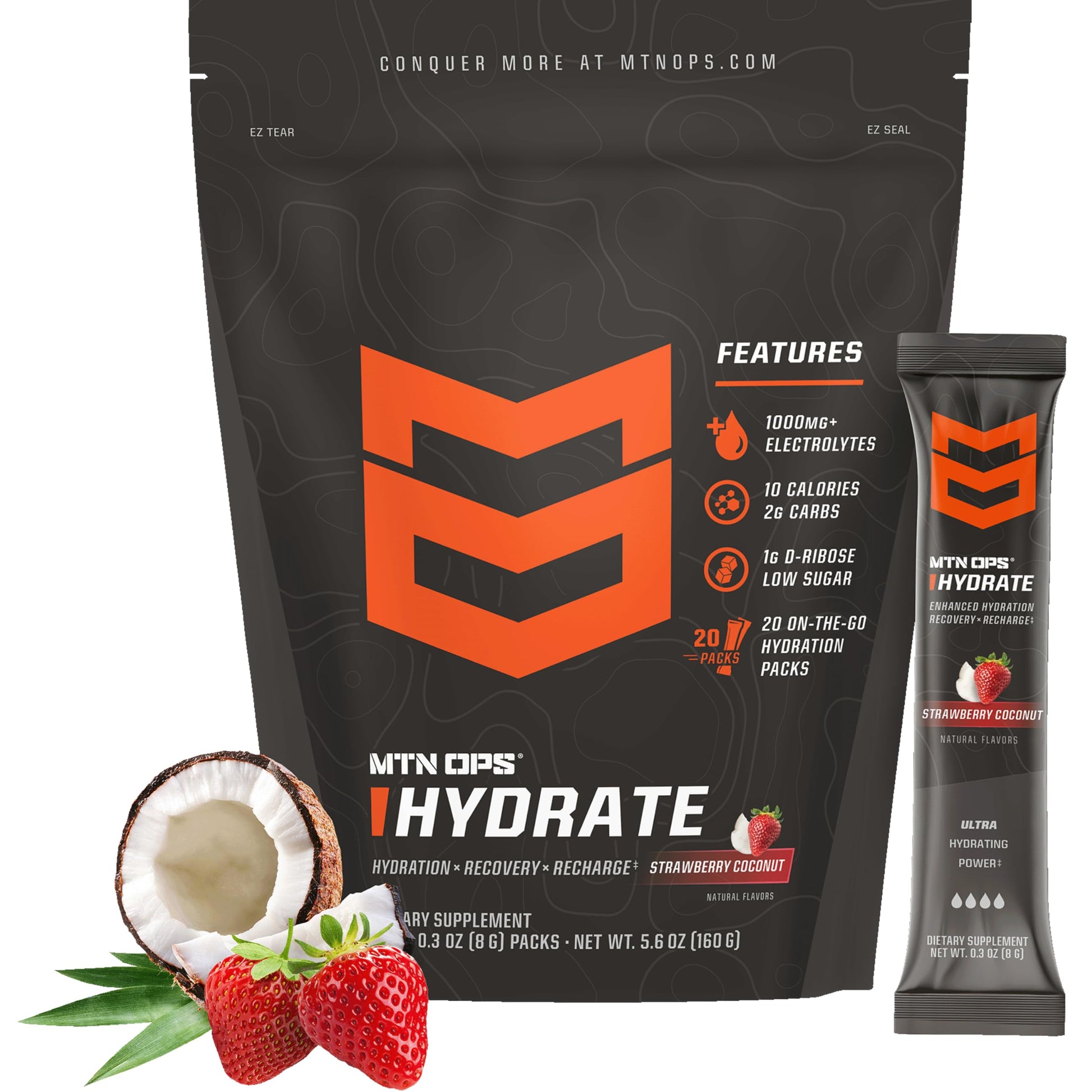 MTN OPS Hydrate Sugar Free Electrolyte Powder Strawberry Coconut 6