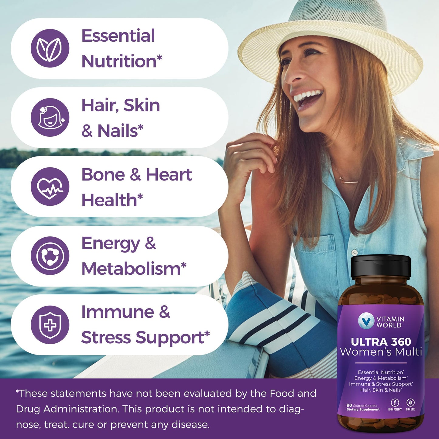 Vitamin World Ultra 360 Multivitamin for Women Caplets 90 Count