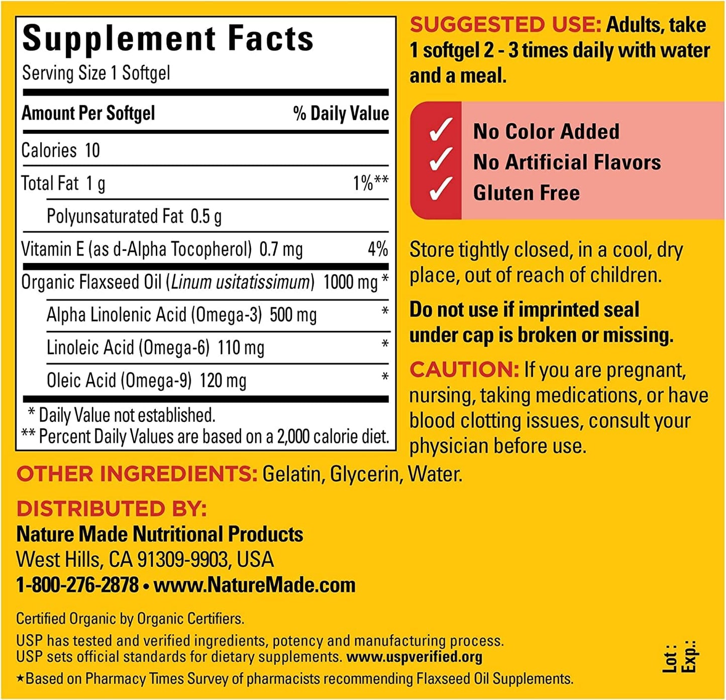 Nature Made Flaxseed Oil 1000 mg Softgels