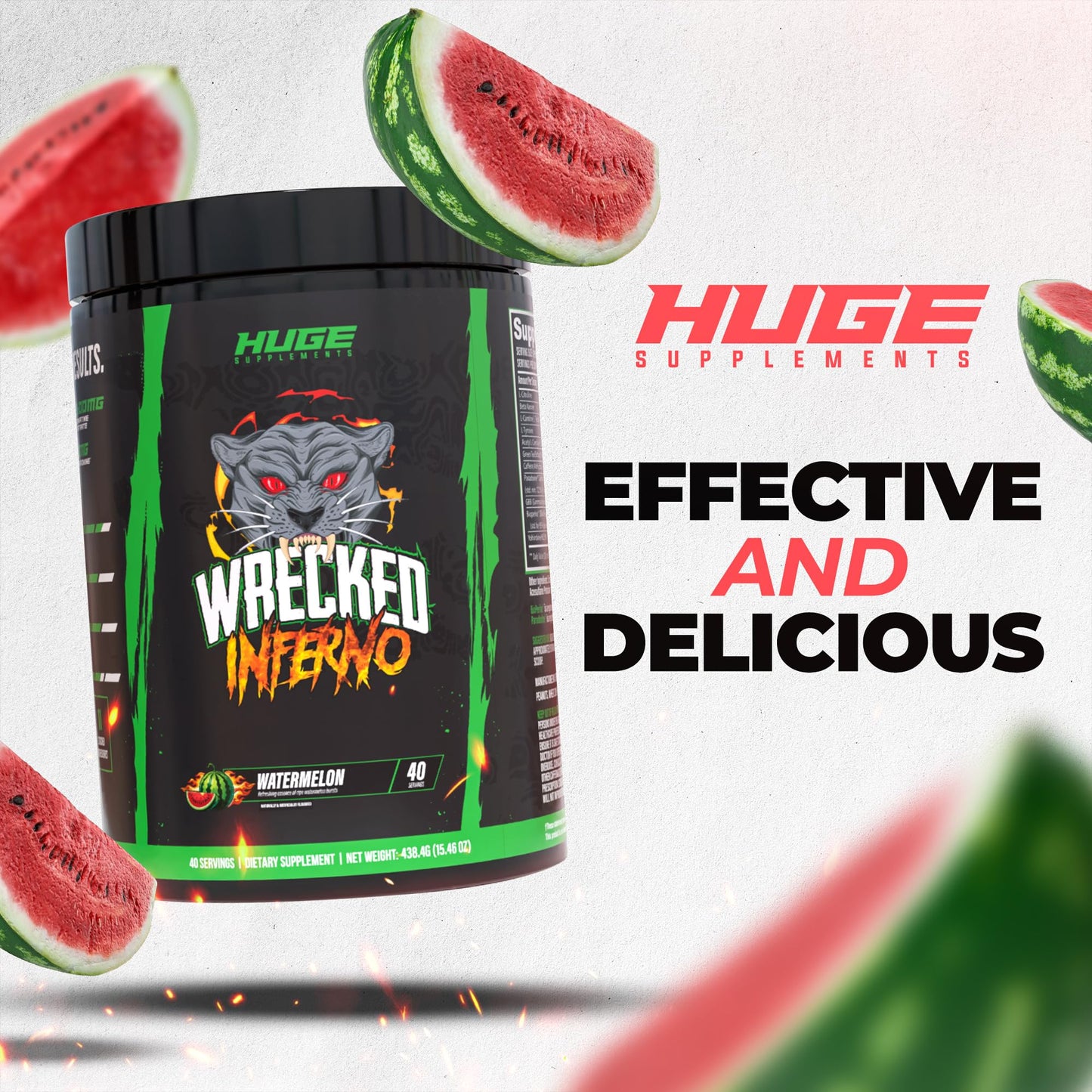 Huge Supplements Wrecked Inferno Thermogenic Pre Workout Powder, 15.5 oz