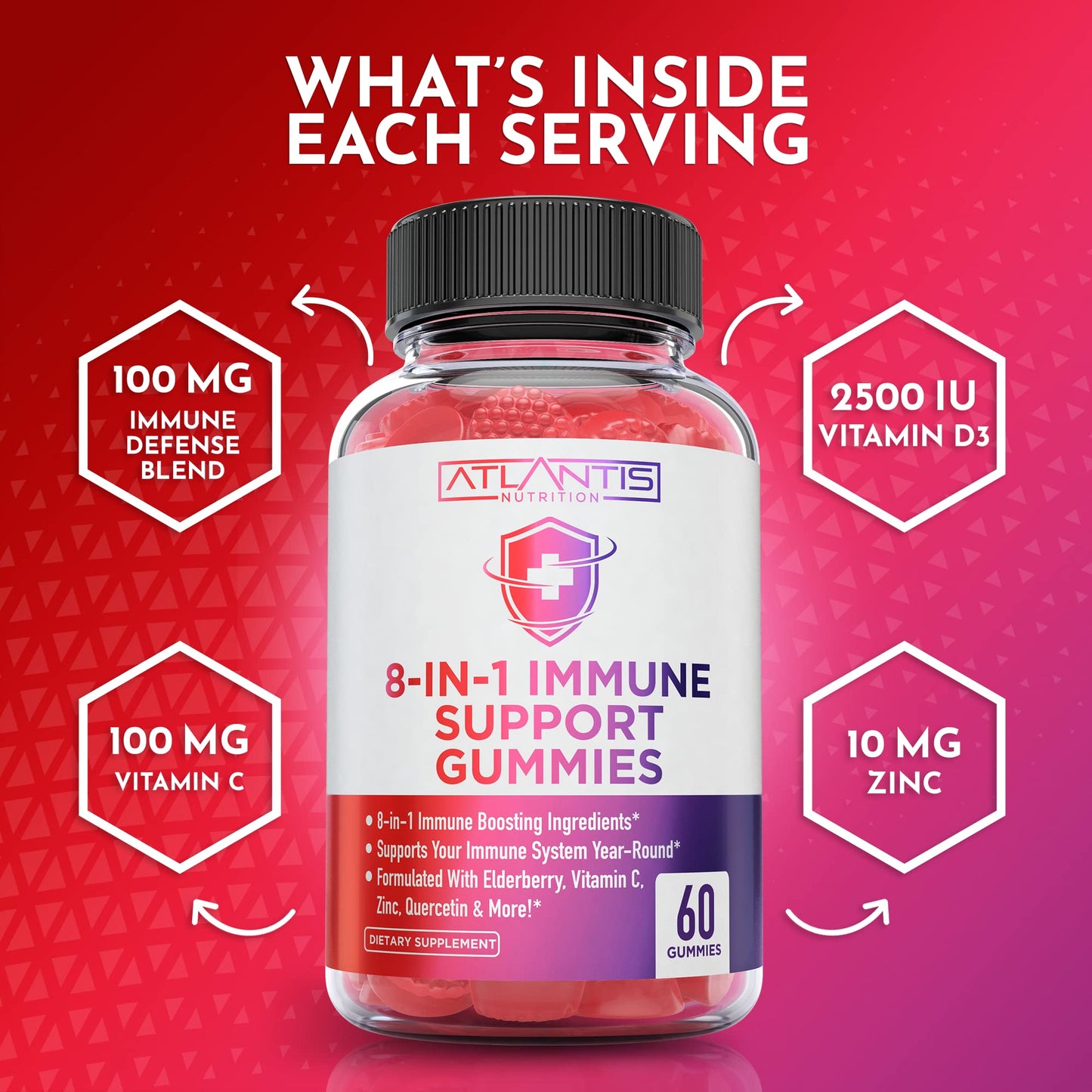 Atlantis Nutrition 8-in-1 Immune Support + Keto ACV Gummies Advanced Weight Loss, 60 Gummies + 90 Gummies