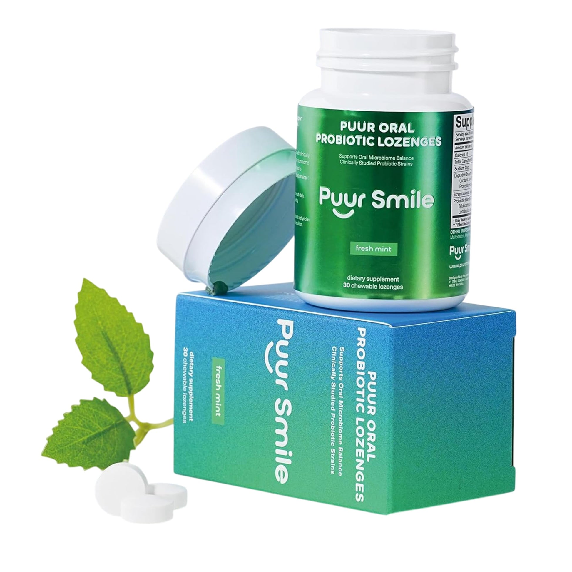Puur Smile Oral Probiotic Lozenges for Fresh Breath & Gum Health Chewable, 30 Count