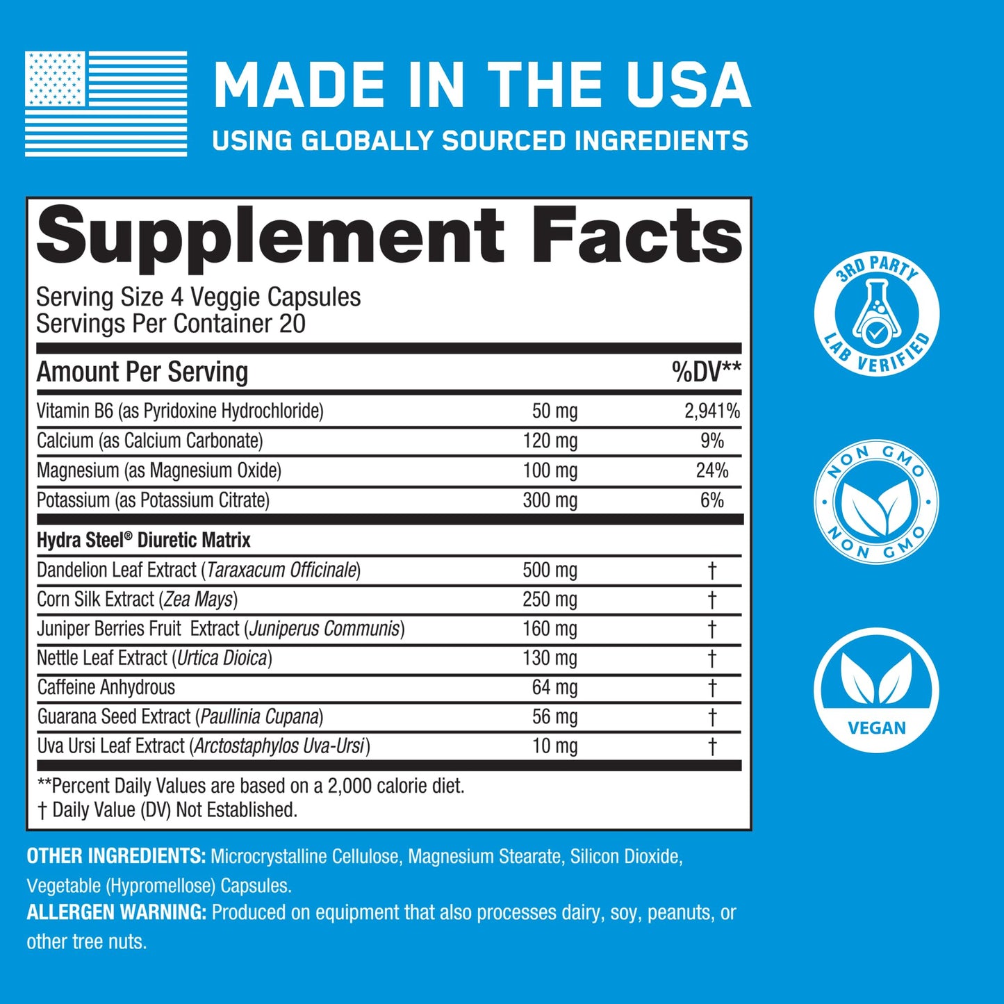 SteelFit Hydra Steel Diuretic Water Pills Capsule 80 Count