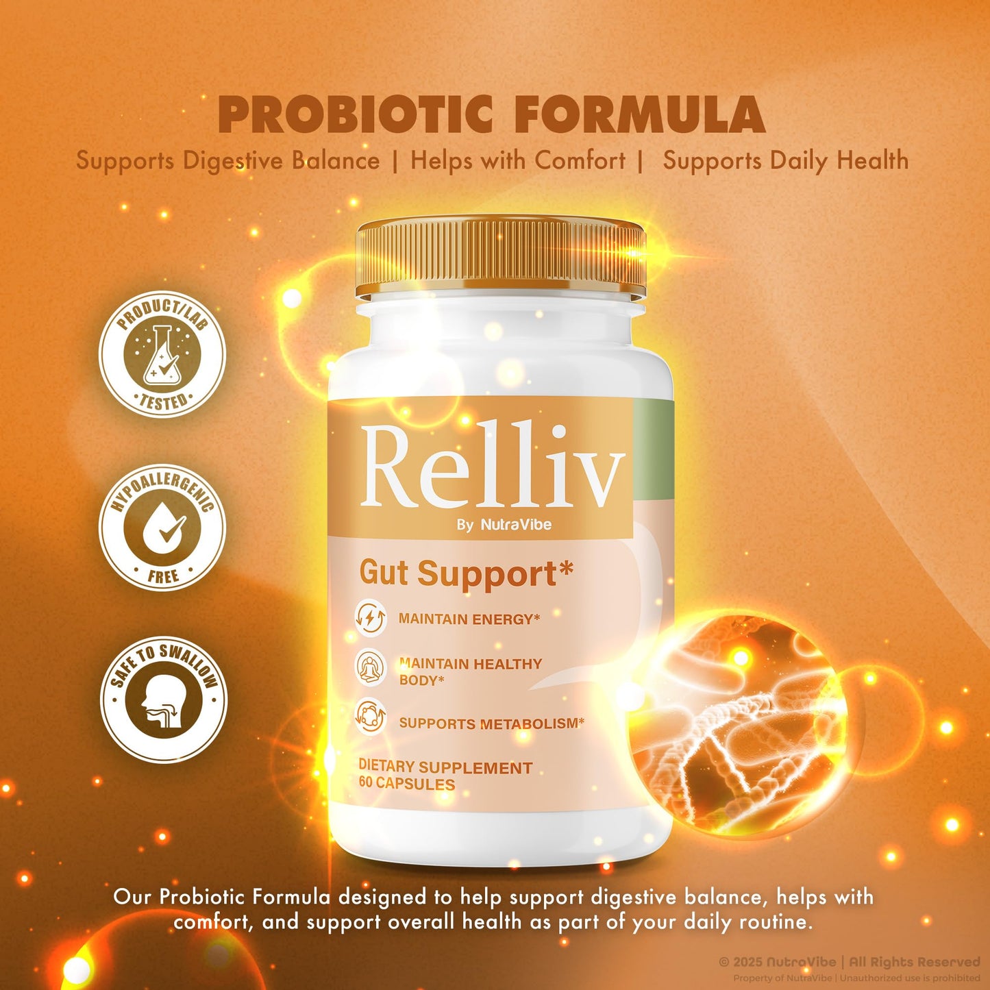 NutraVibe Relliv Gut Support Capsule 120 Capsules