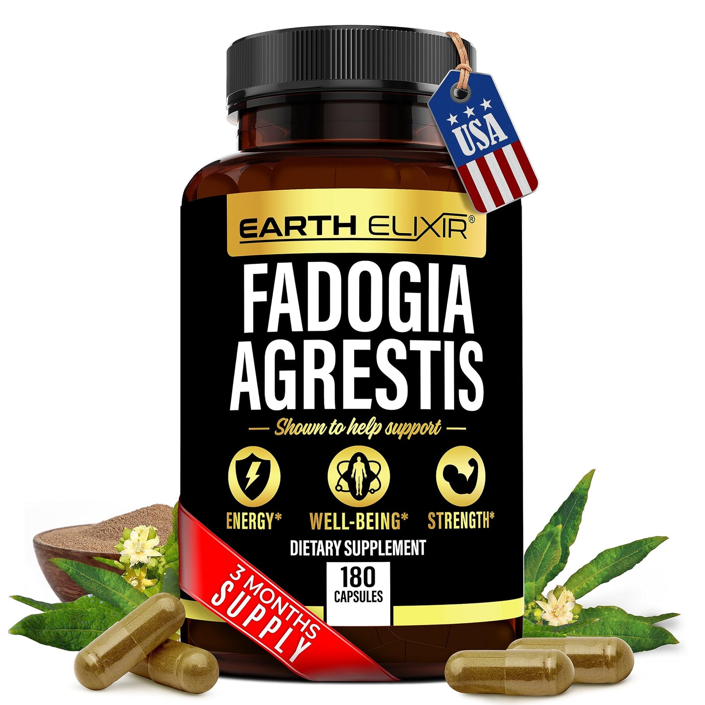 Earth Elixir Fadogia Agrestis Supplement 900mg Capsule, 180 Count