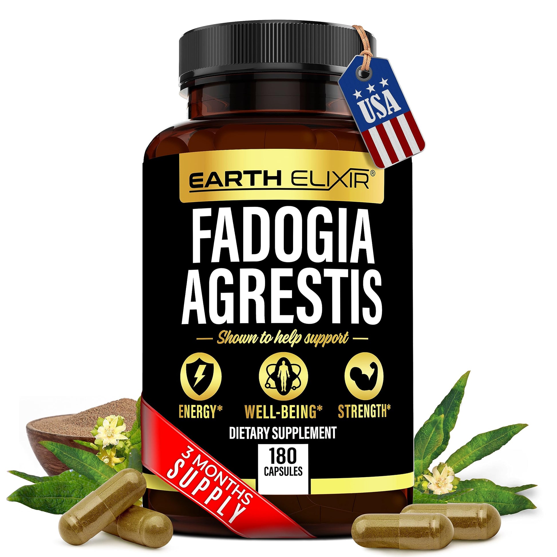 Earth Elixir Fadogia Agrestis Supplement 900mg Capsule, 180 Count