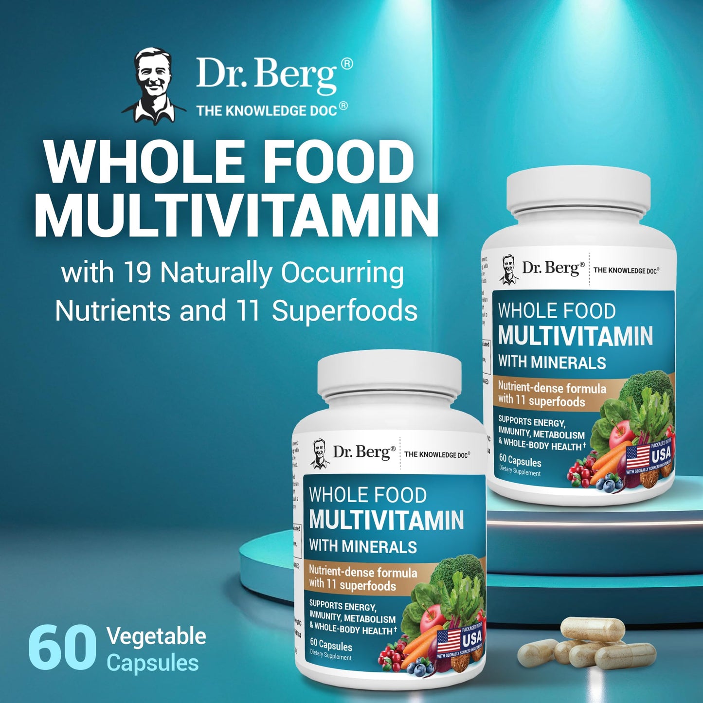 Dr. Berg Nutritionals Whole Food Multivitamin with Minerals, 60 Capsules