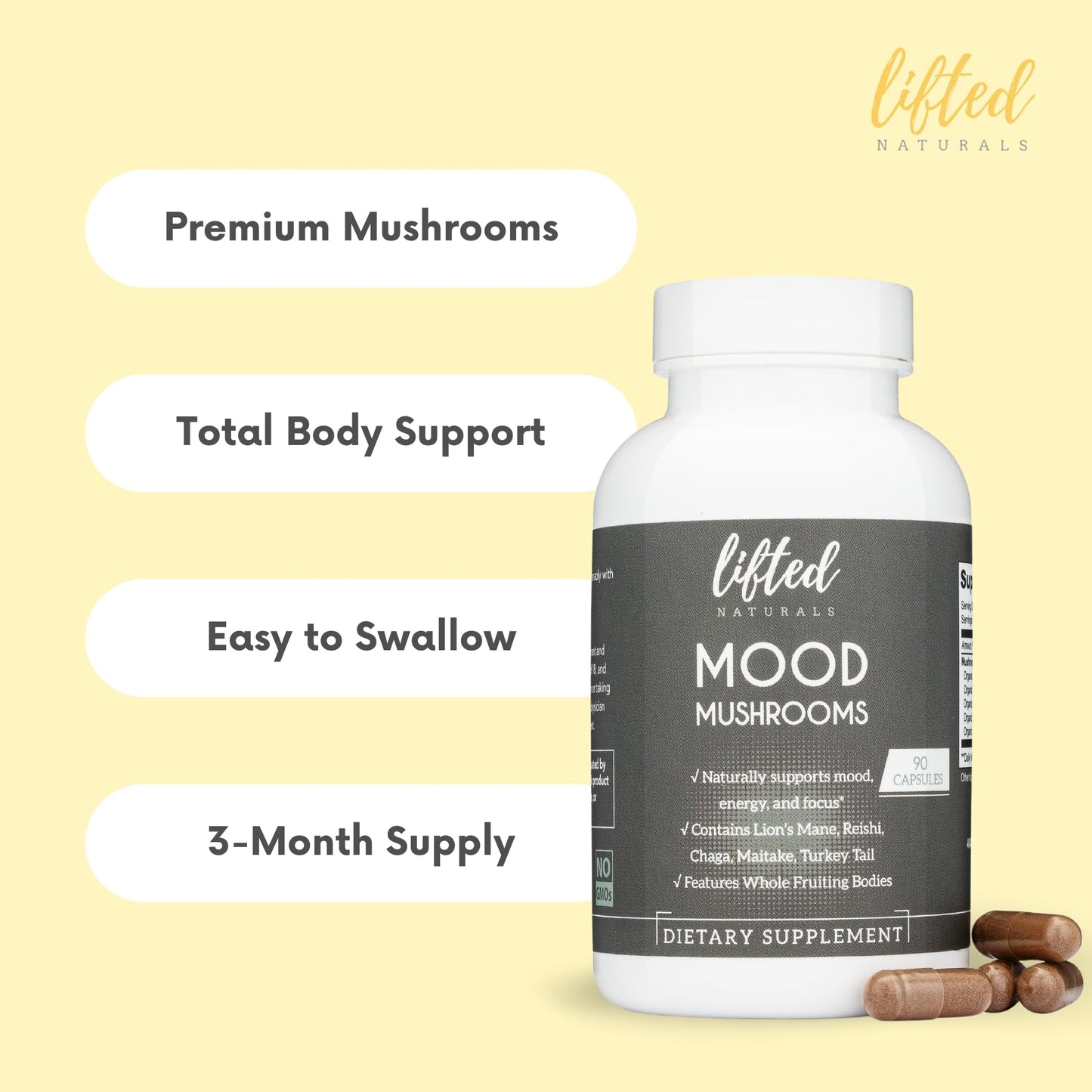 Lifted Naturals Mood Mushrooms Capsule 90 Count