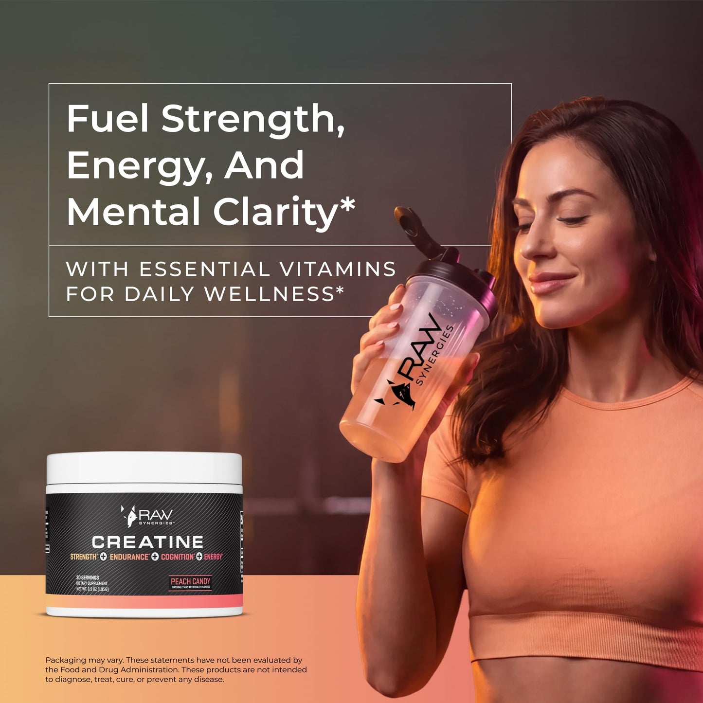 RAW Synergies Creatine Peach Candy 30 Capsules