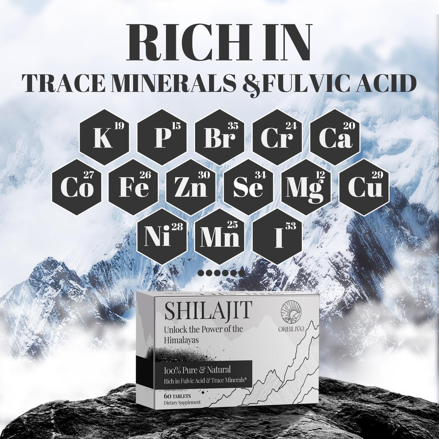 ORBILIVE Shilajit Tablets 1000 mg, 60 Count