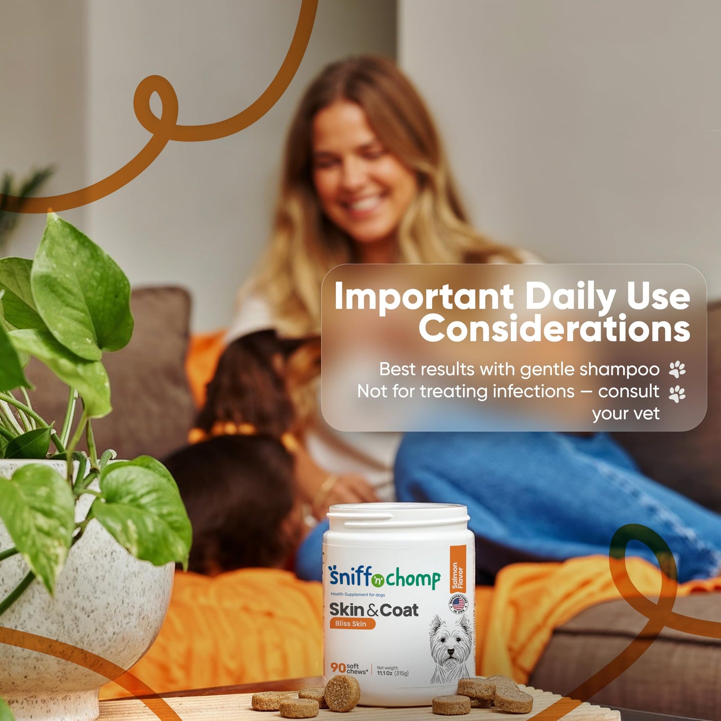 SNIFF 'N' CHOMP Omega 3 for Dogs Soft Chews, 90 Soft Chews