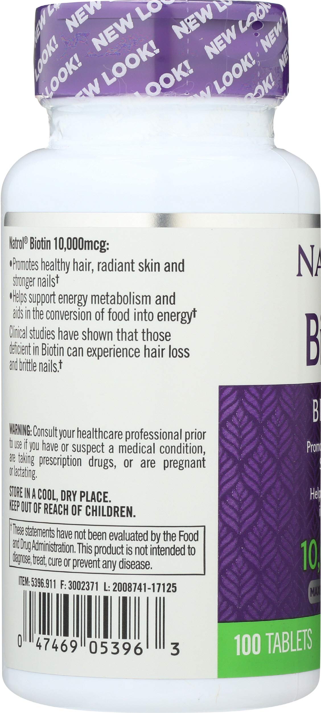 Natrol Biotin 10,000 mcg Tablet, 100 Tablets
