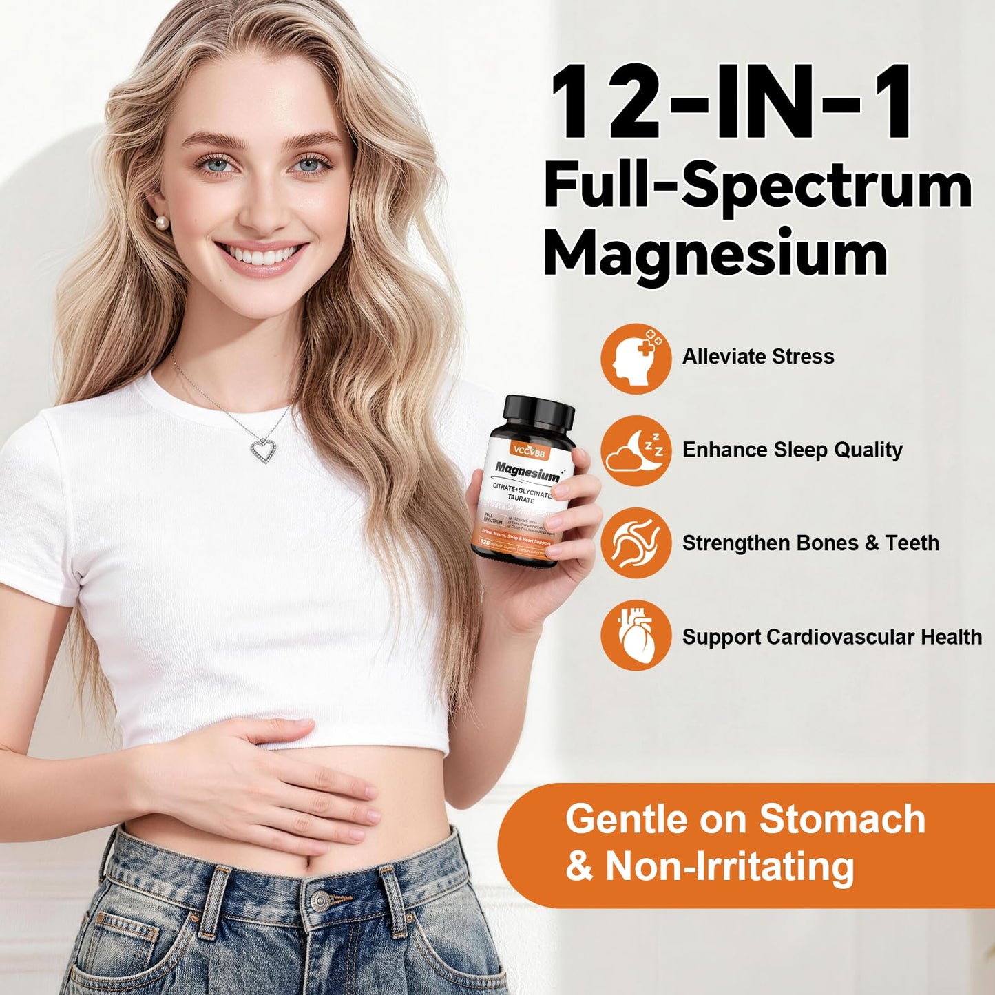 VCCVBB Magnesium Complex, Elemental Magnesium with Glycinate 120 Capsules