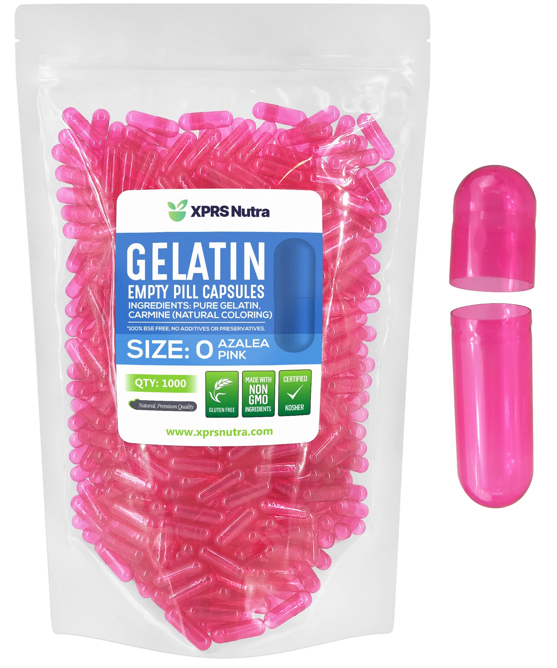 XPRS Nutra Size 0 Empty Gelatin Capsules, 1000 Count