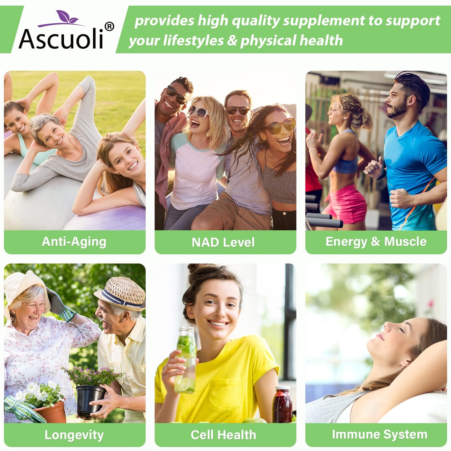 Ascuoli NMN 500mg + Trans-Resveratrol 600mg 1150mg NMN Resveratrol Supplement, 3-in-1 Advanced Formula, Stabilized, Capsules, 120 Count