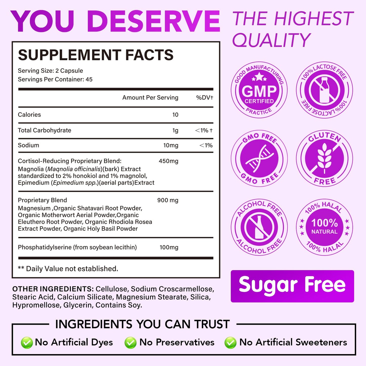 BUCAOAGU Cortisol Supplements for Women Capsule 90 Count