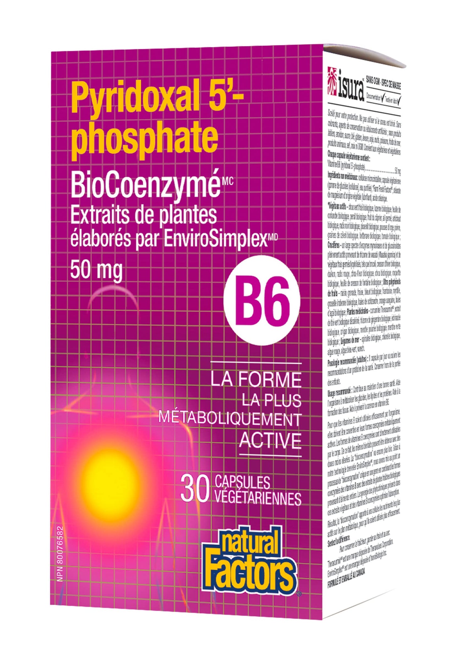 Natural Factors BioCoenzymated Pirodoxal 5'-Phosphate 50mg Capsules, 30 Count