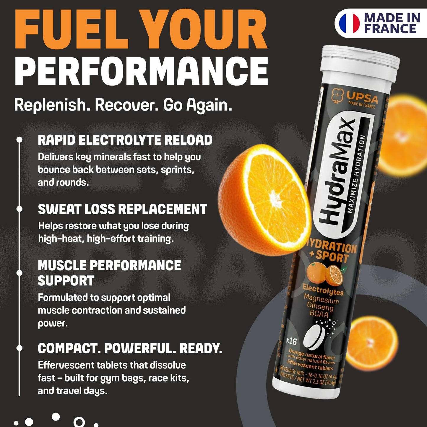 Upsa HydraMax Sport Electrolytes Hydration Tablets, 16 Count