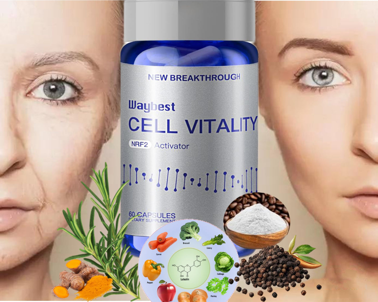 zgrmjfj Cell Vitality NRF2 Activator Anti-Aging Wellness Supplement Capsule, 60 Count