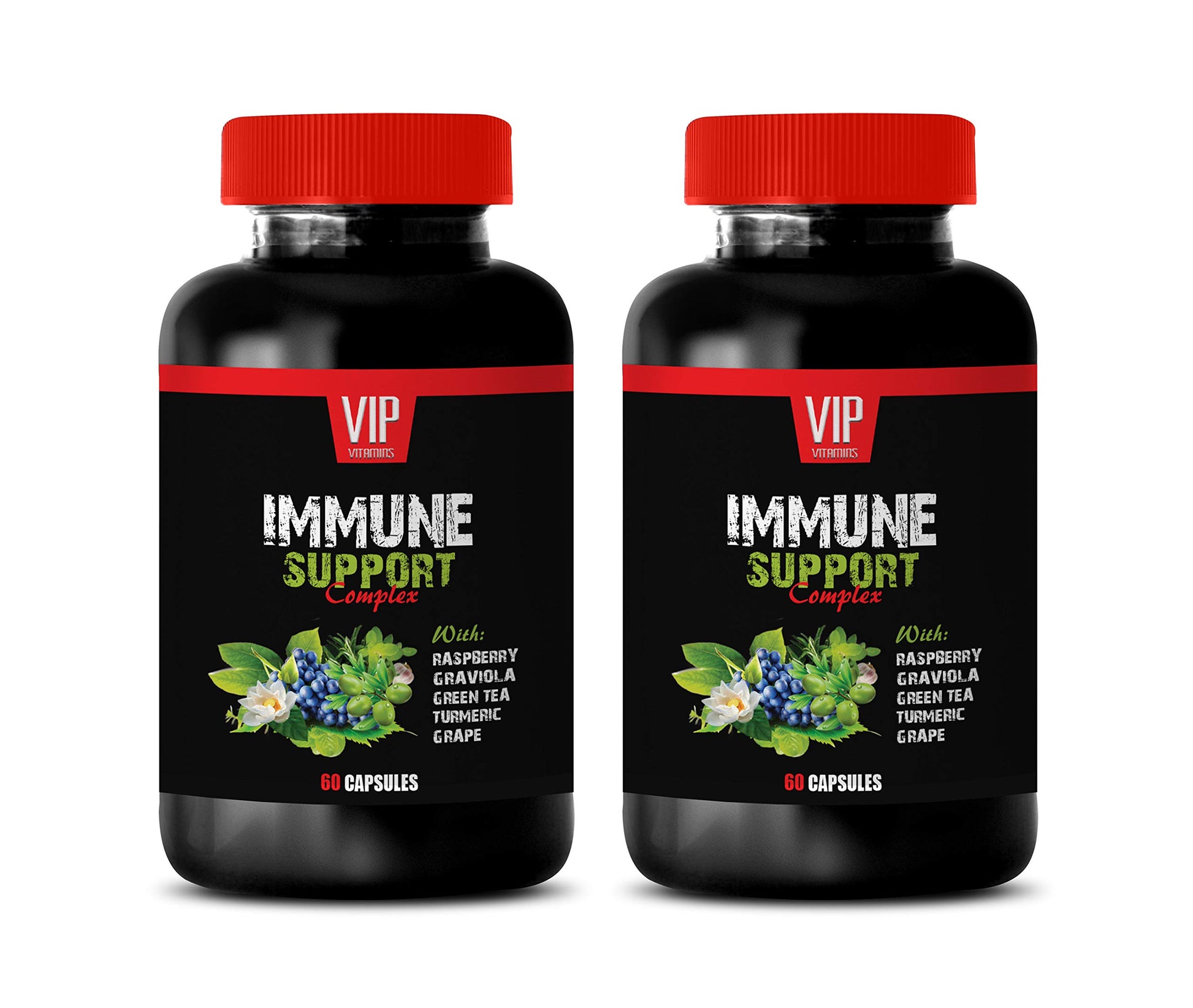VIP Supplements Immune Support Complex Turmeric Green Tea Graviola Capsules, 120 Caps