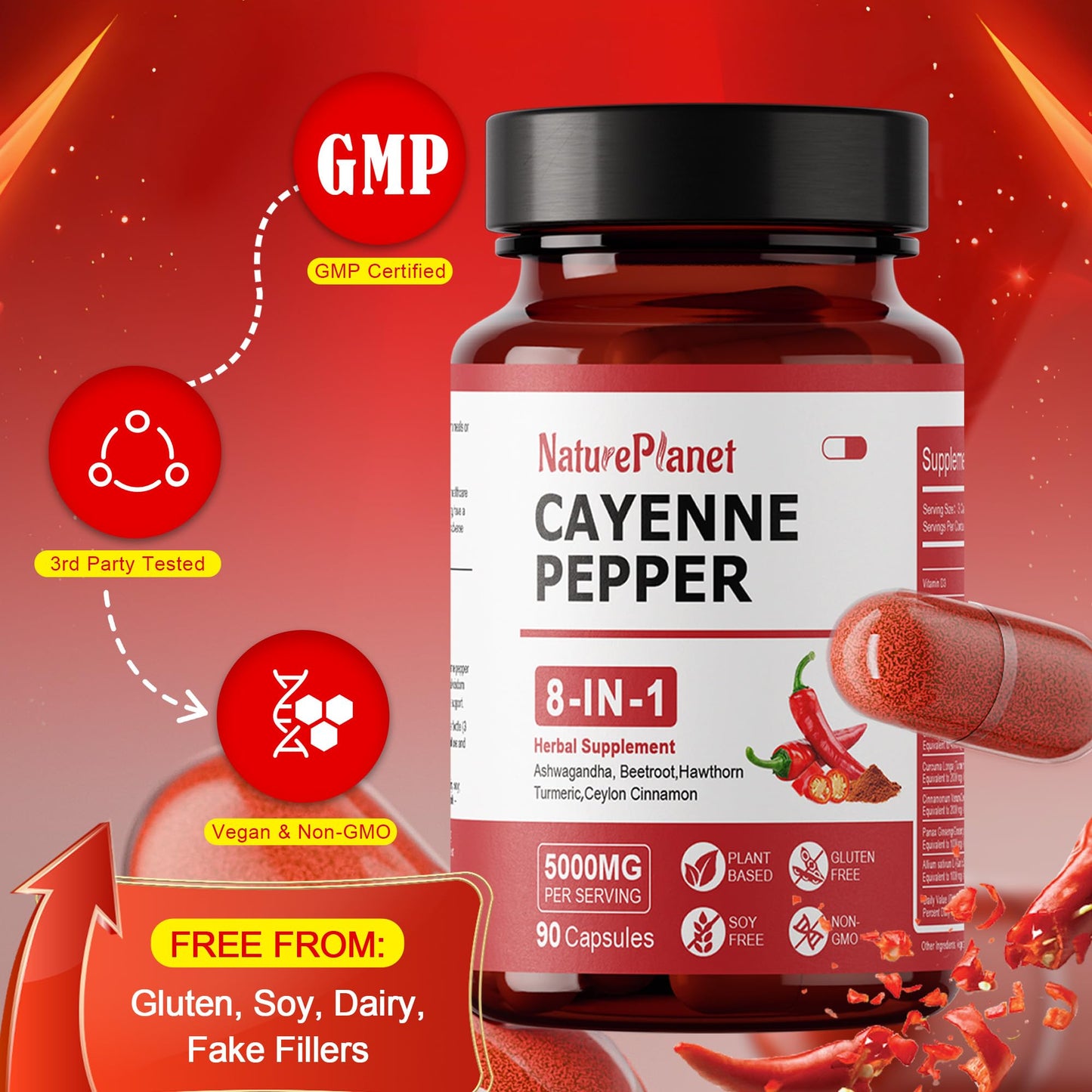 NaturePlanet Vascu Flow Cayenne Pepper 90 Capsules