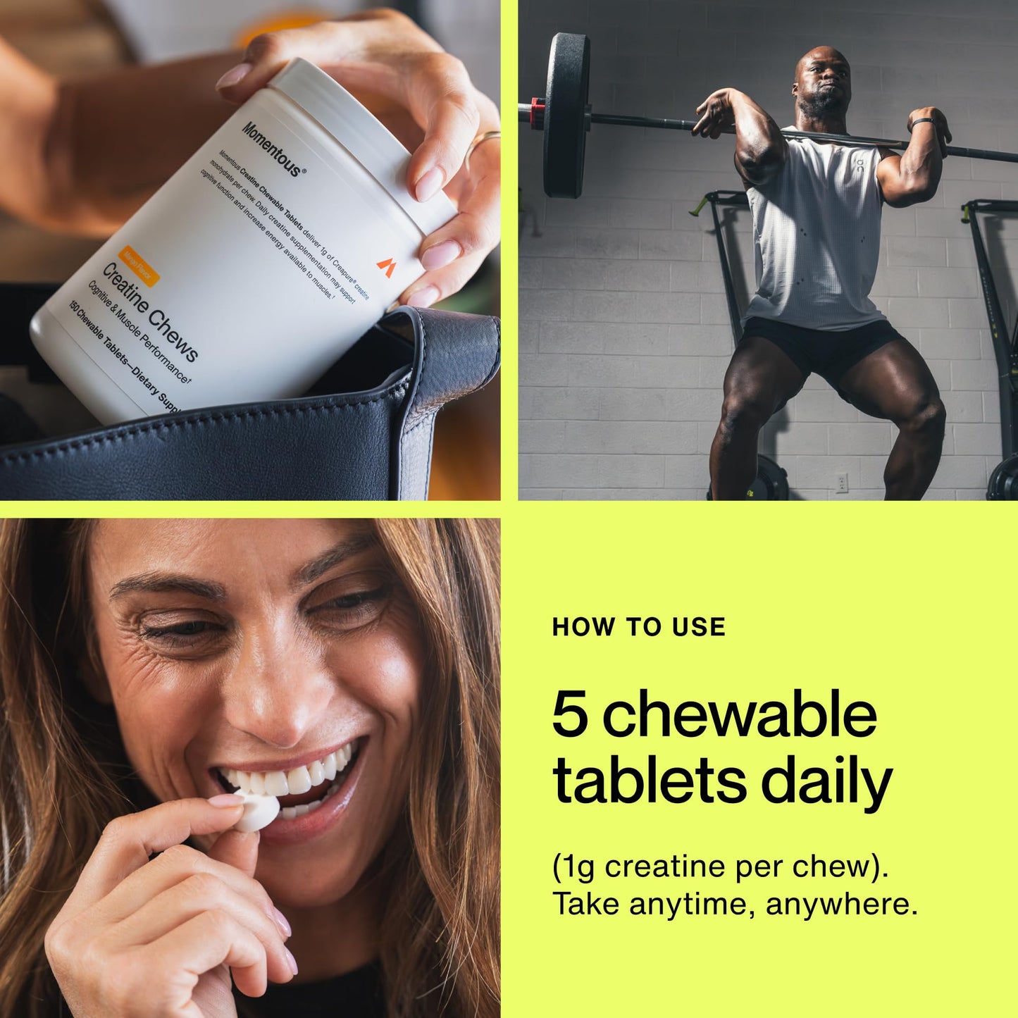 Momentous Creatine Chews - Creatine Monohydrate, 150 Tablets