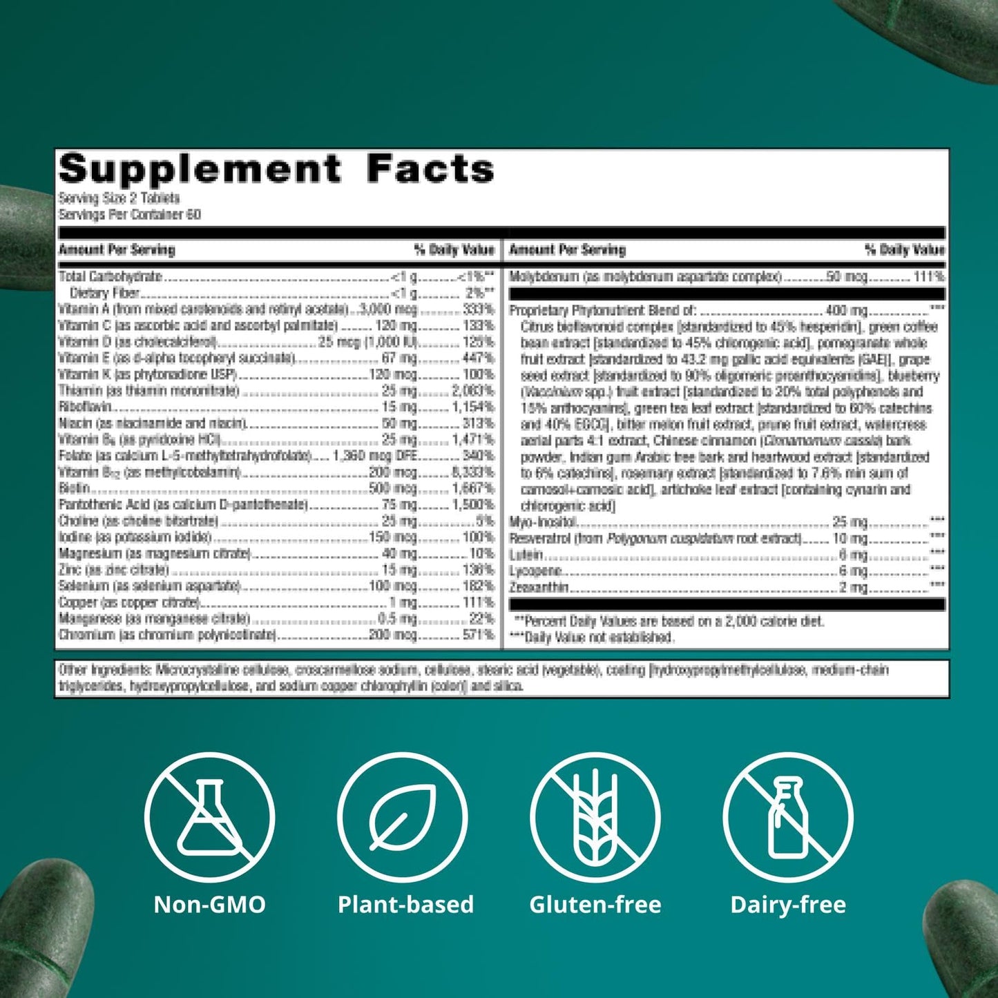Metagenics PhytoMulti Multivitamin Without Iron-Daily Multi for Men & Women with 20+ Vitamins, Minerals & Phytonutrients for Antioxidant & Immune Support, Non-GMO, Gluten-Free, 120 Tablets