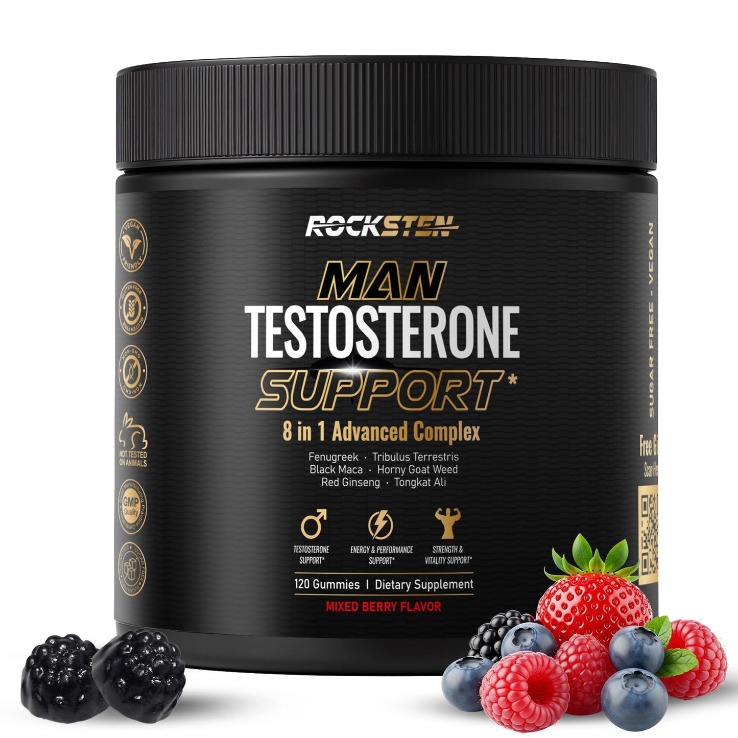 RockSten Testosterone Booster Gummies 120 Count