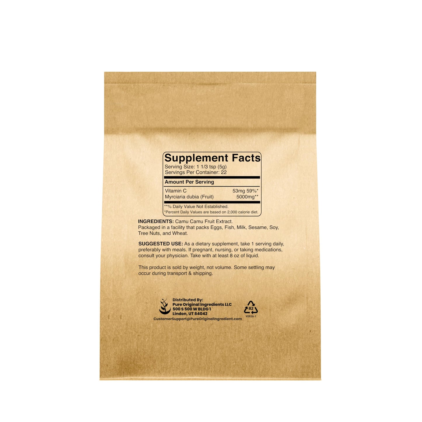 PURE ORIGINAL INGREDIENTS Camu Camu Powder, Source of Vitamin C, Brazilian Superfood, 4 Ounce