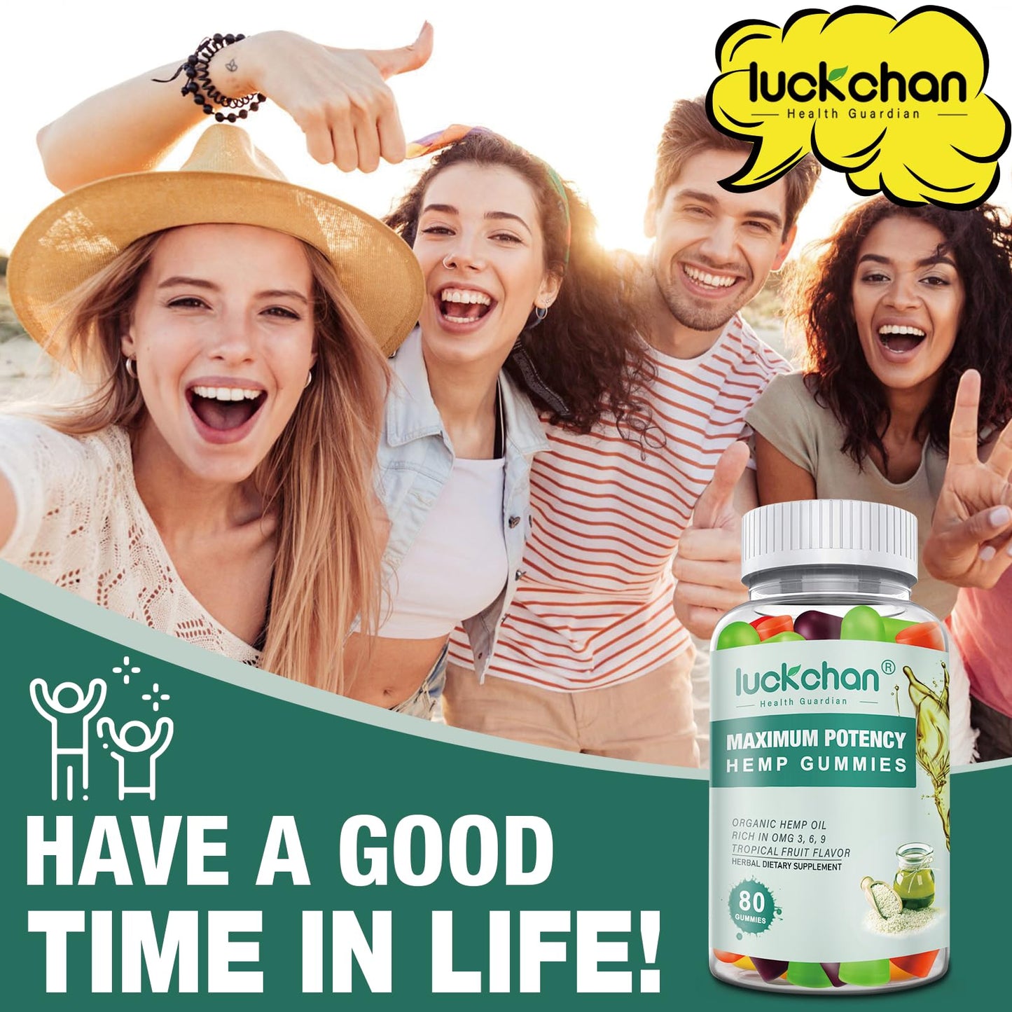LUCKCHAN Hemp Gummies for Adults 160 Gummies