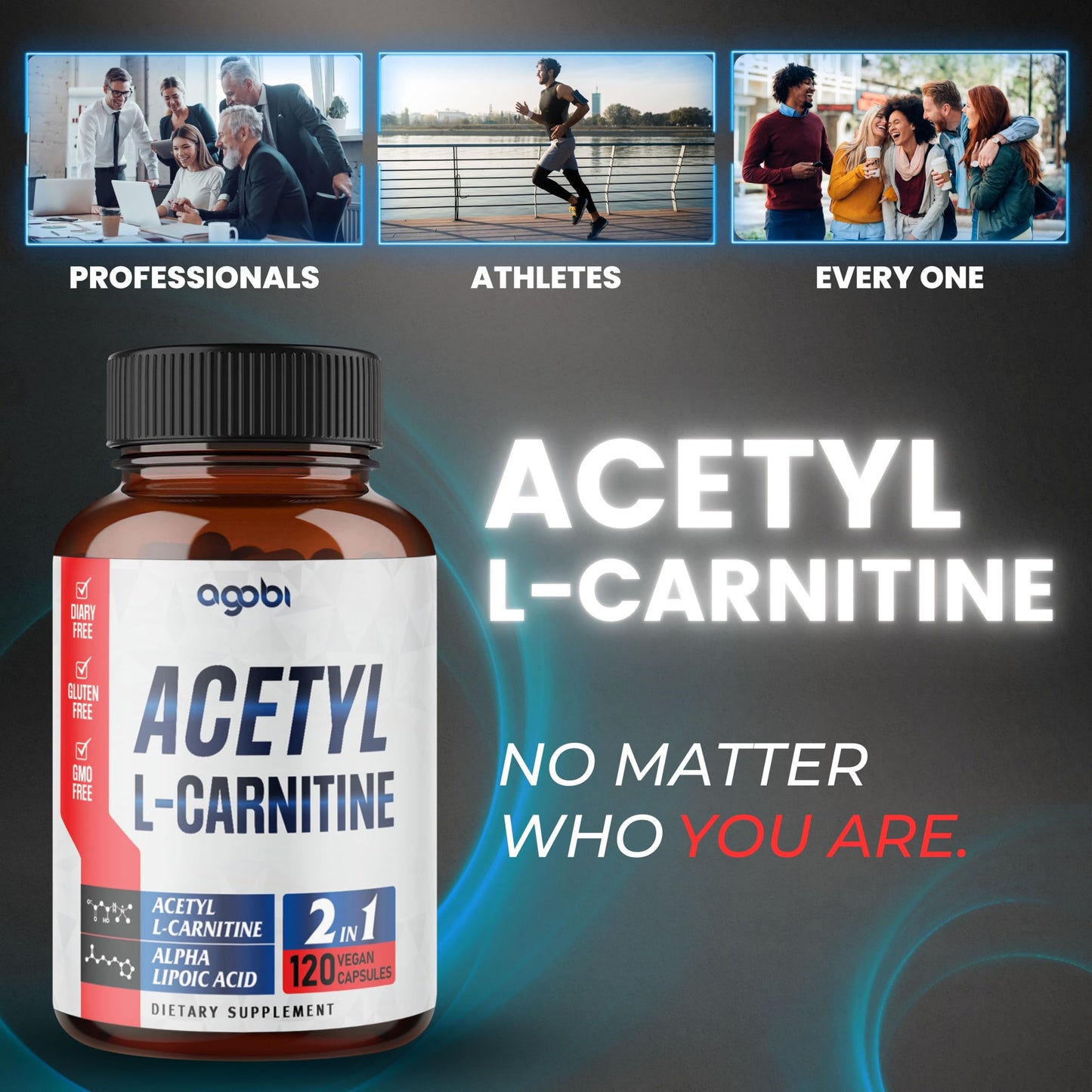 agobi Acetyl L-Carnitine & Alpha Lipoic Acid Complex 1500mg Capsules, 120 Count