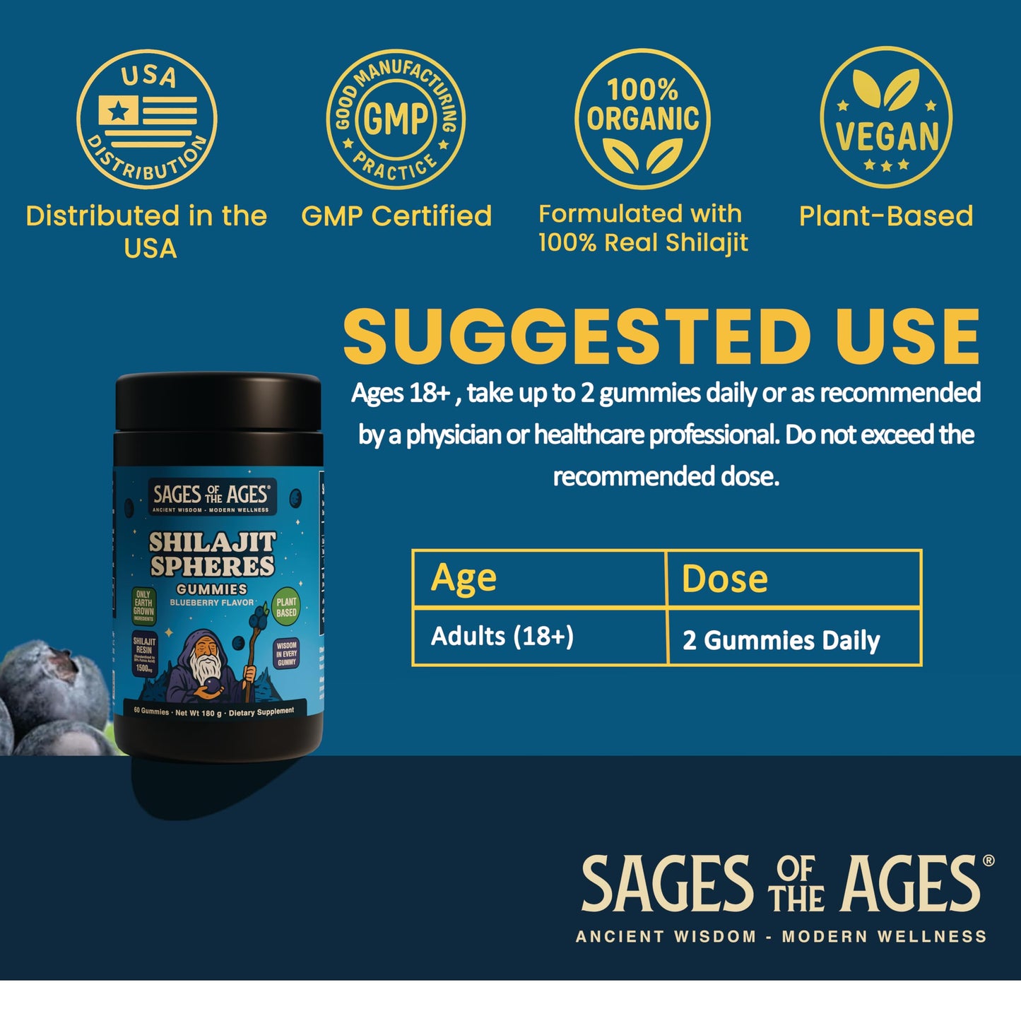 Sages Of The Ages Shilajit Gummies, 60 Count