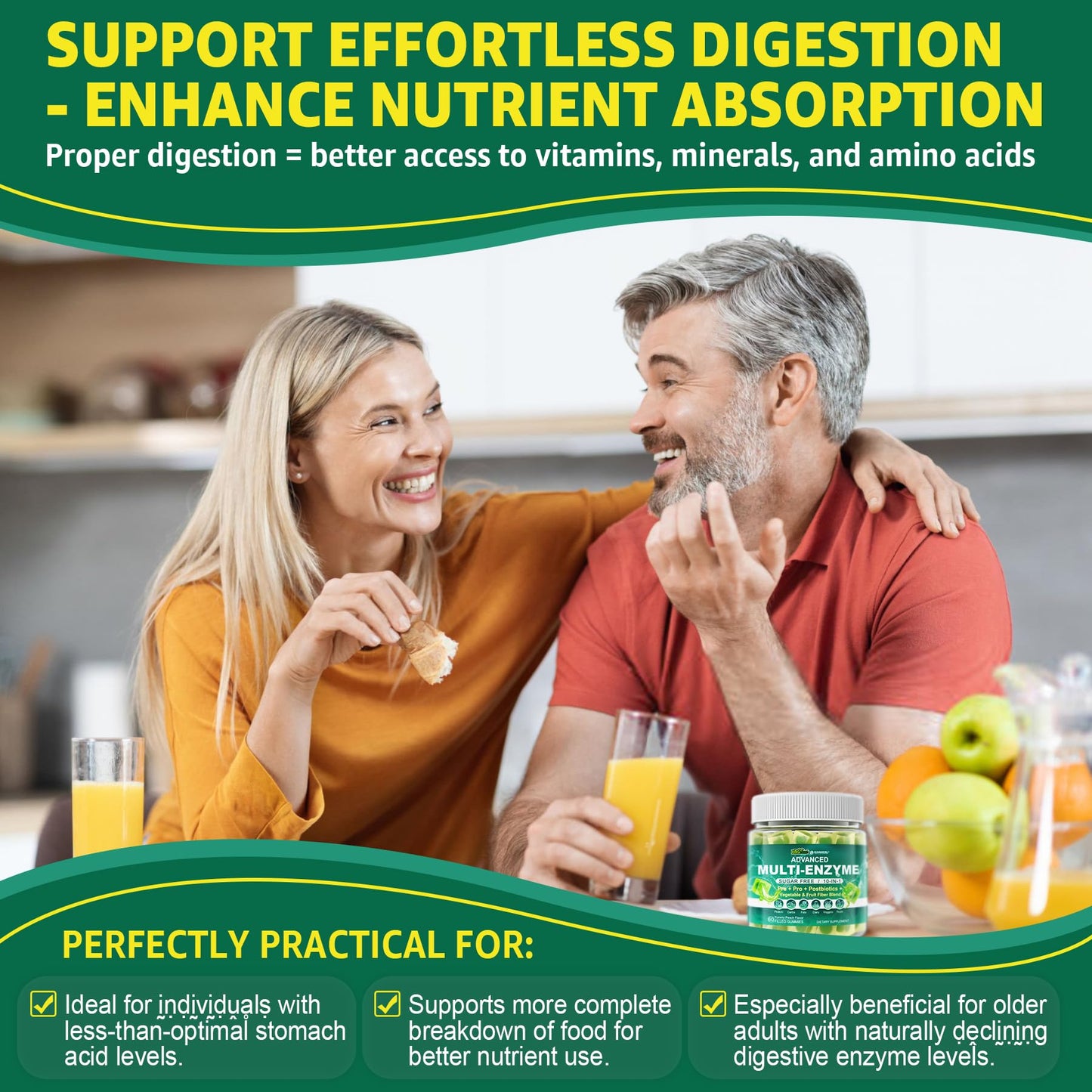 EnvyCure Digestive Enzymes Gummies, 60 Count