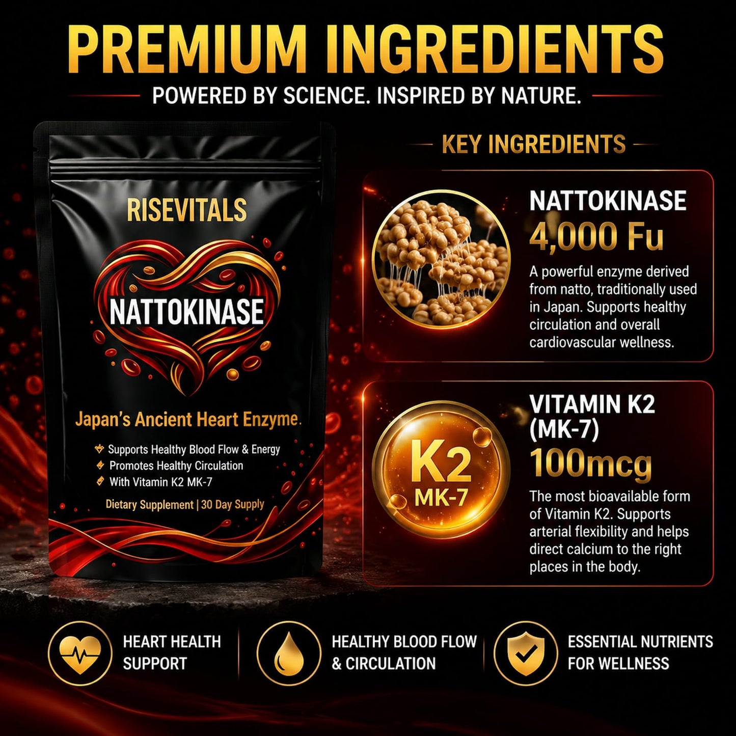 Rise Vitals Nattokinase Capsules 30 Capsules