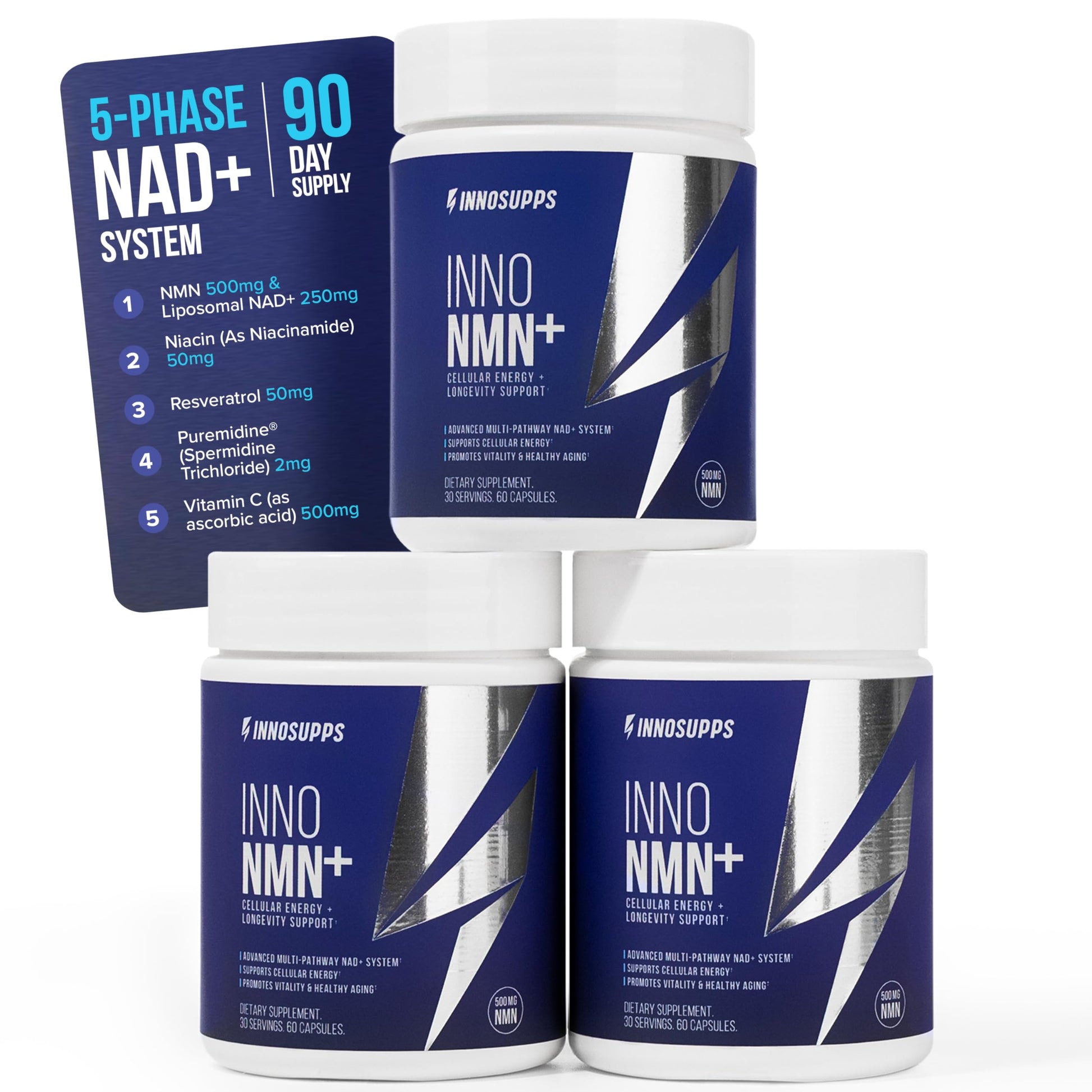InnoSupps Inno NMN+ Supplement 500mg with NAD+ Capsules 180
