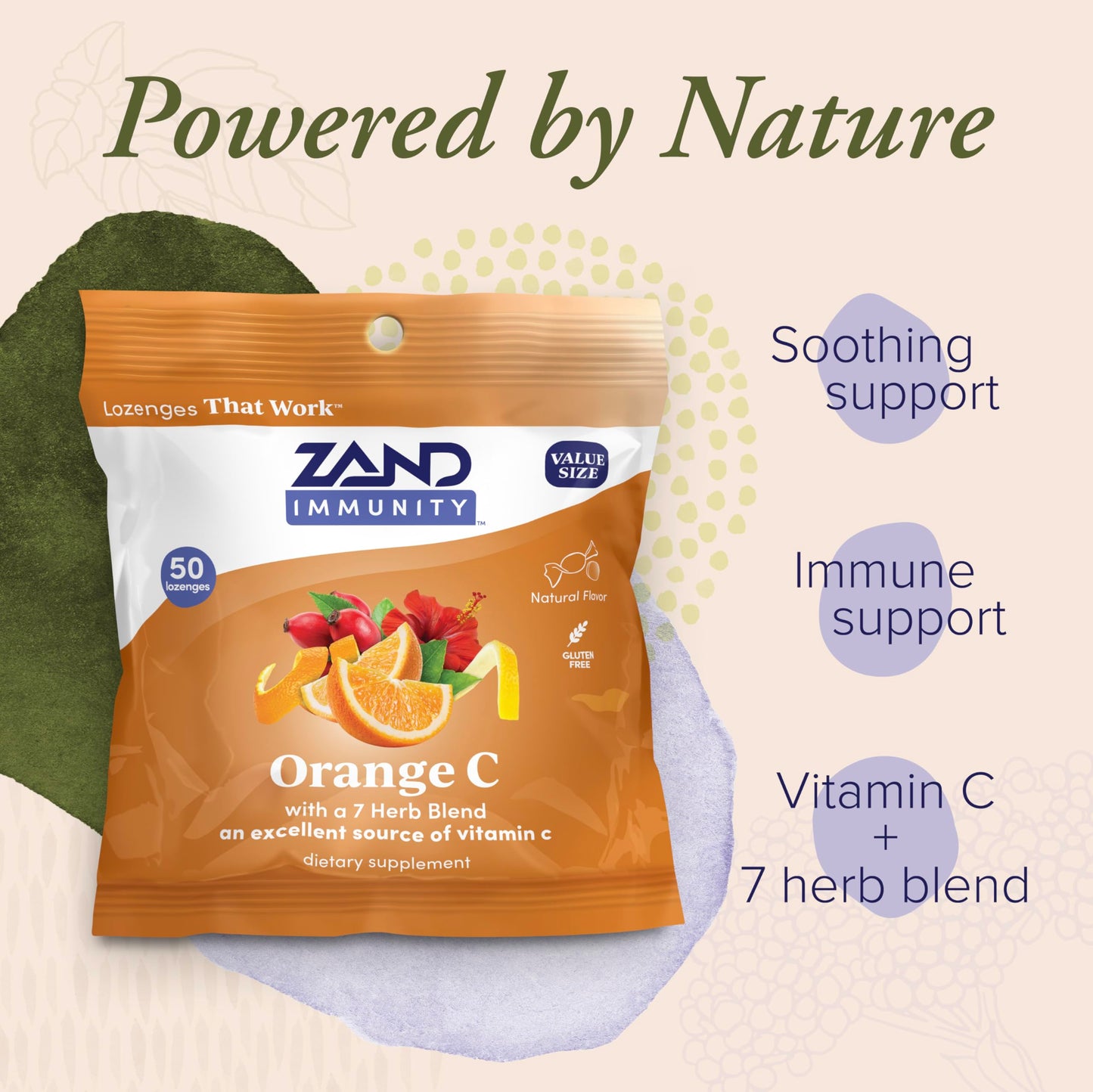 ZAND Immunity Orange C Vitamin C Throat Lozenges, 50 Count