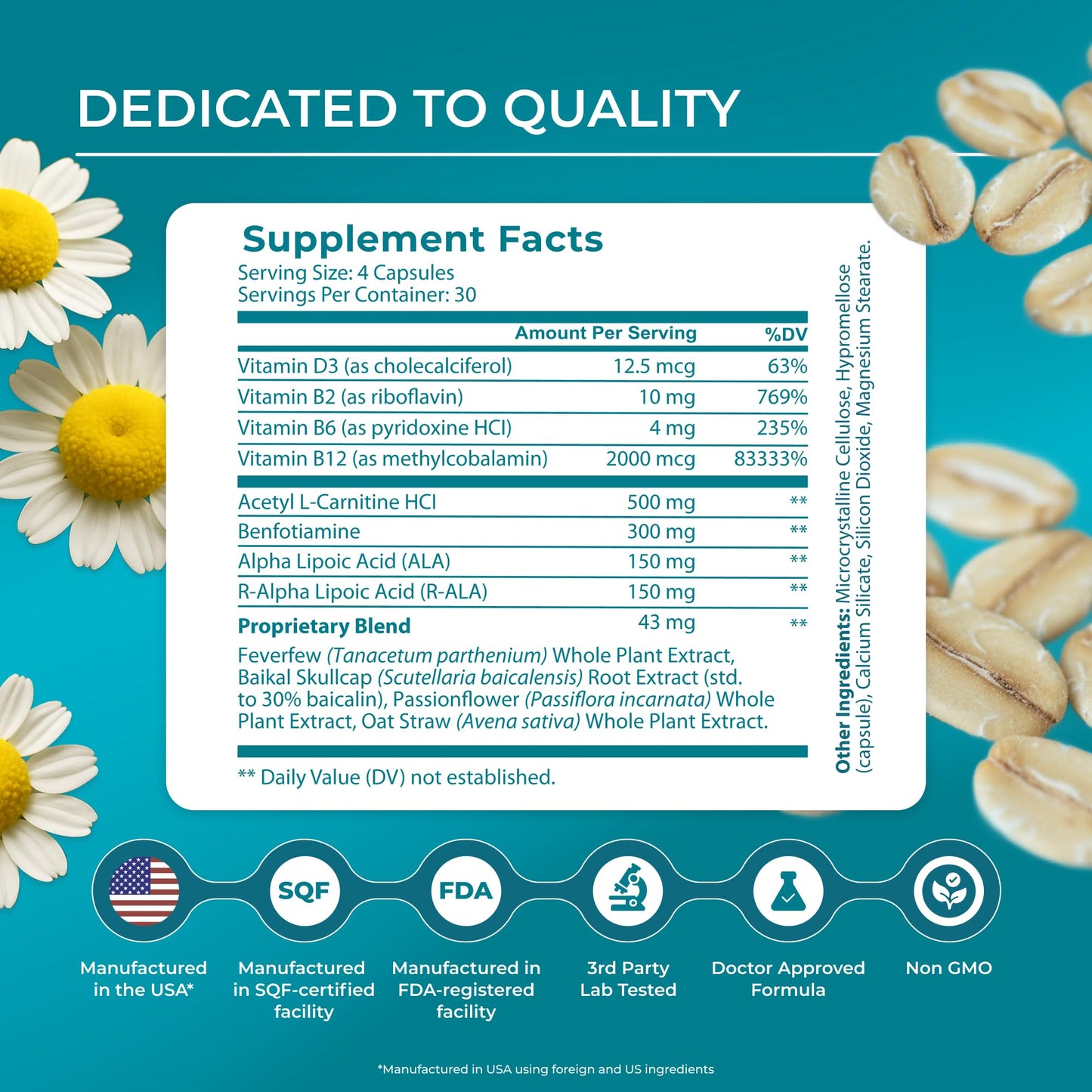 PUREHEALTH RESEARCH Nerve Regen Formula Nerve Support Supplement with Alpha Lipoic Acid ALA, Benfotiamine, Acetyl L-Carnitine, Riboflavin, Vitamin B6, B12, D3, 60 Capsules