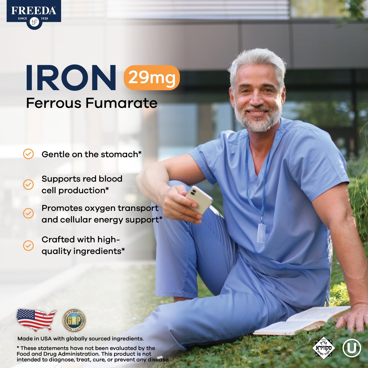 Freeda Iron Supplement Ferrous Fumarate Tablet, 100 Count