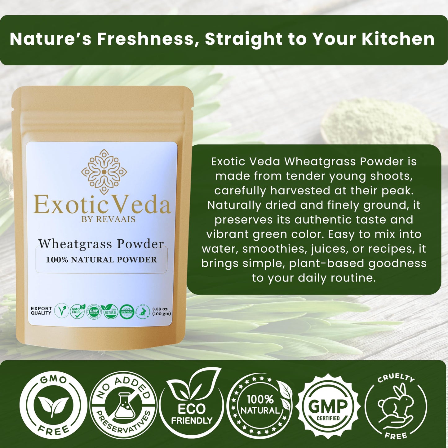 Exotic Veda Wheatgrass Powder 3.53 Ounce