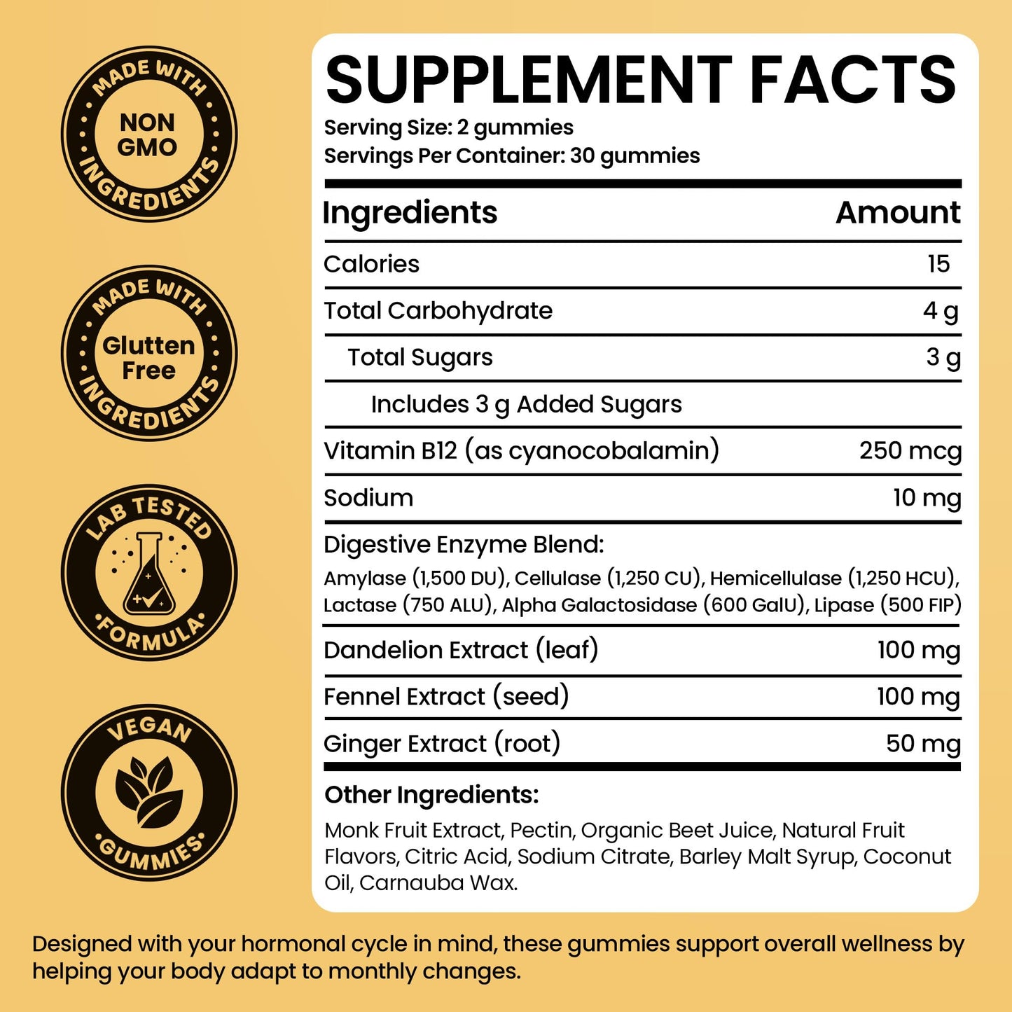 Terramed Just Think Comfort Bloating Relief for Women Debloating for Women | Supports Period Bloat, Digestion & Water Weight Balance | Helps Before & During Your Cycle | 60 Vegan Gummies, 8 oz