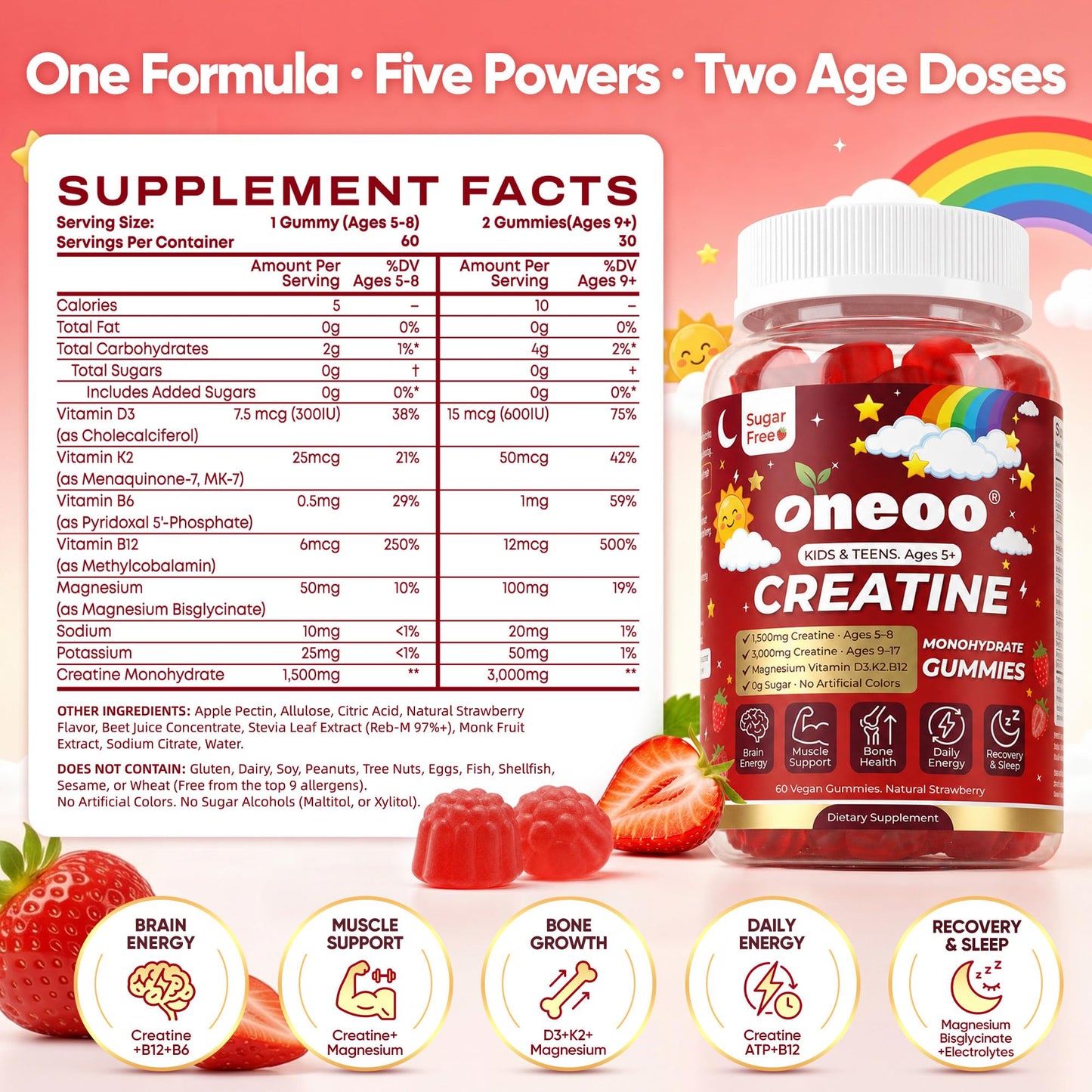 Oneoo Creatine Monohydrate Gummies 120 Gummies